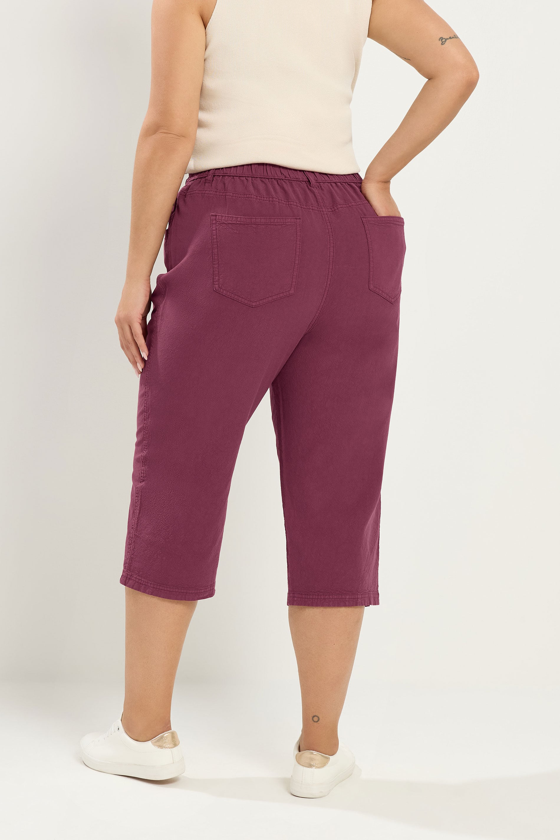 YOURS Curve Cherry Red Cropped Trousers | Yours Clothing 2