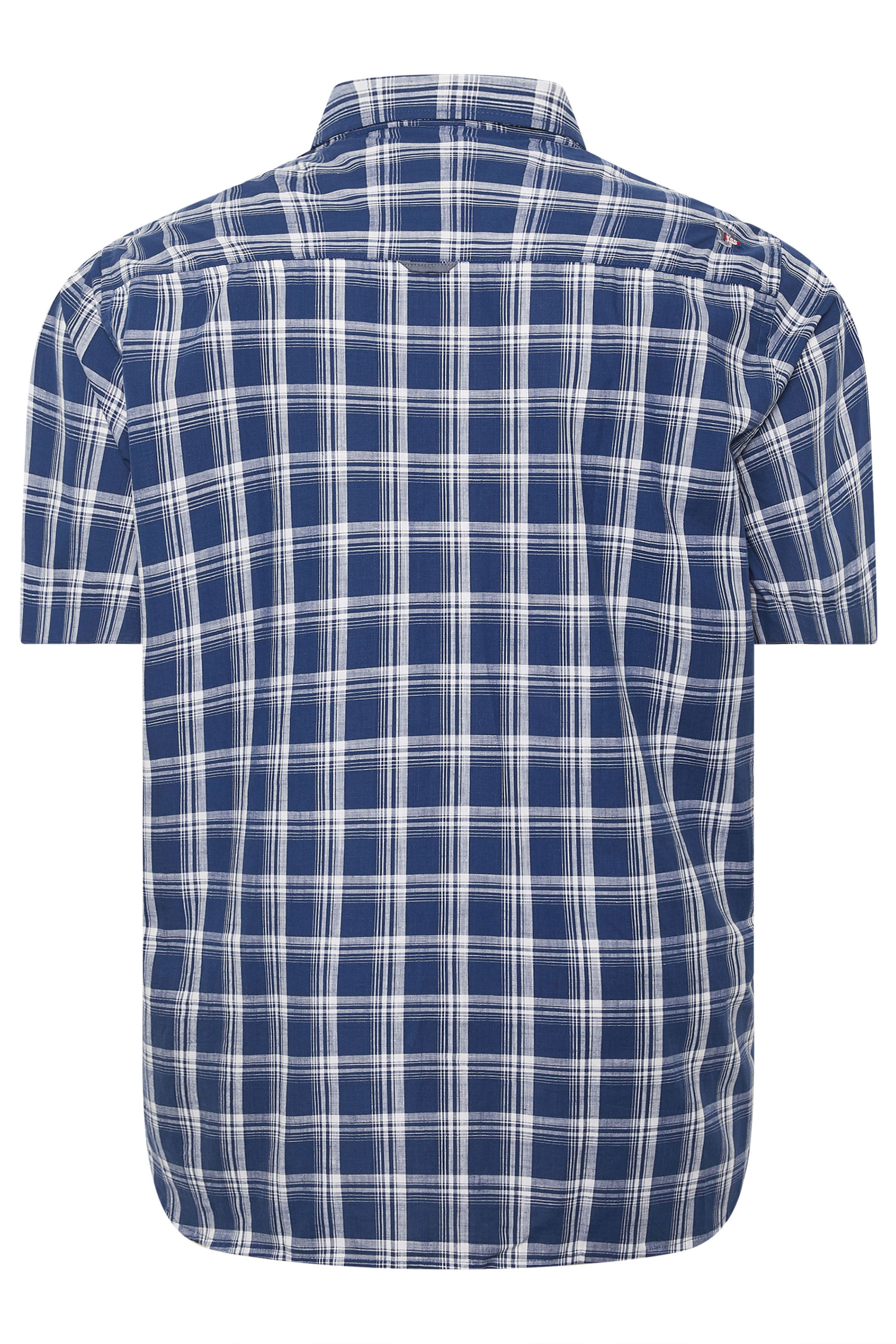 D555 Big & Tall Navy Blue Check Pocket Short Sleeve Shirt | BadRhino 4