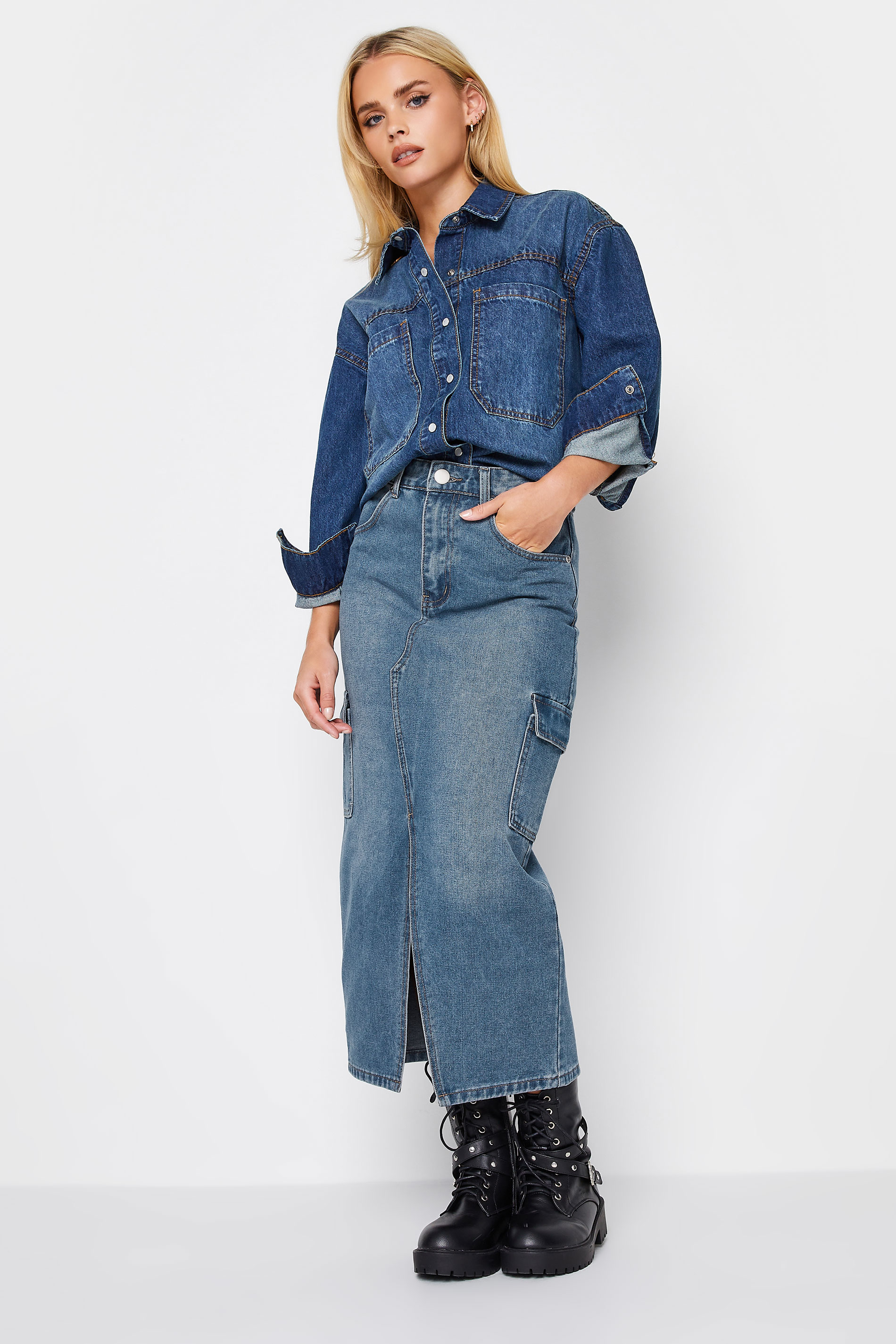 PULL UP CARGO MIDI SKIRT WITH POCKETS