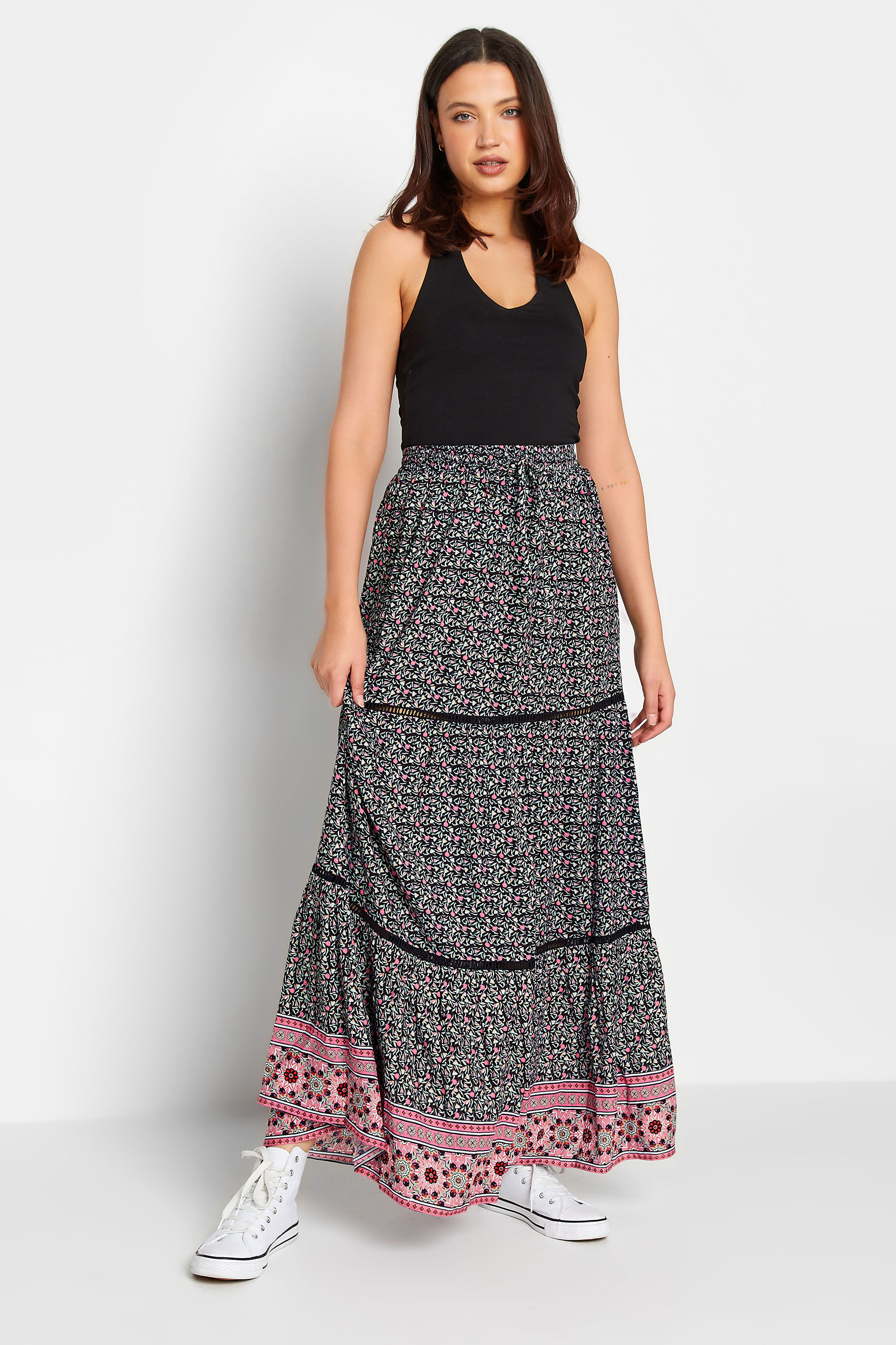 LTS Tall Women's Black Ditsy Floral Print Maxi Skirt | Long Tall Sally 2