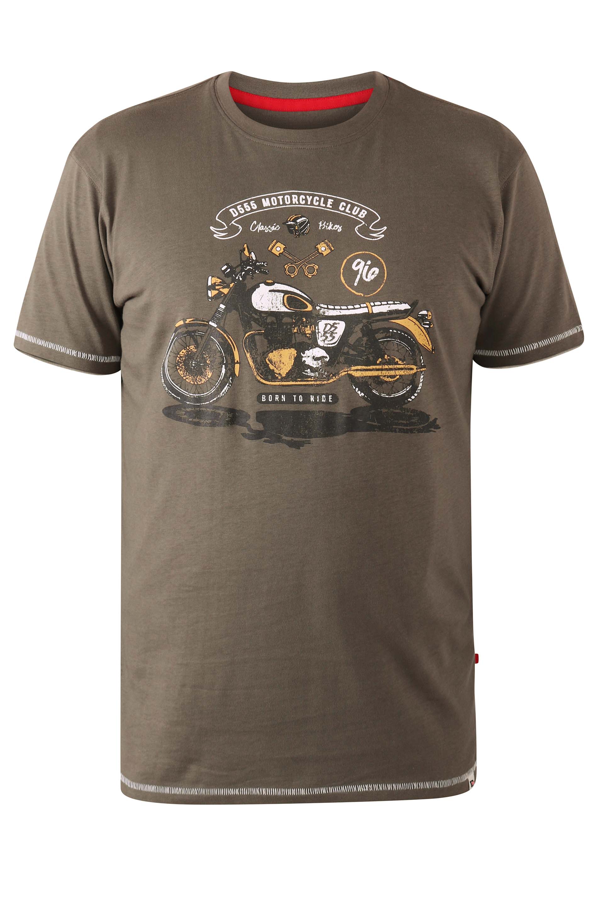 D555 Big & Tall Grey Motorcycle Club Printed T-Shirt | BadRhino 2