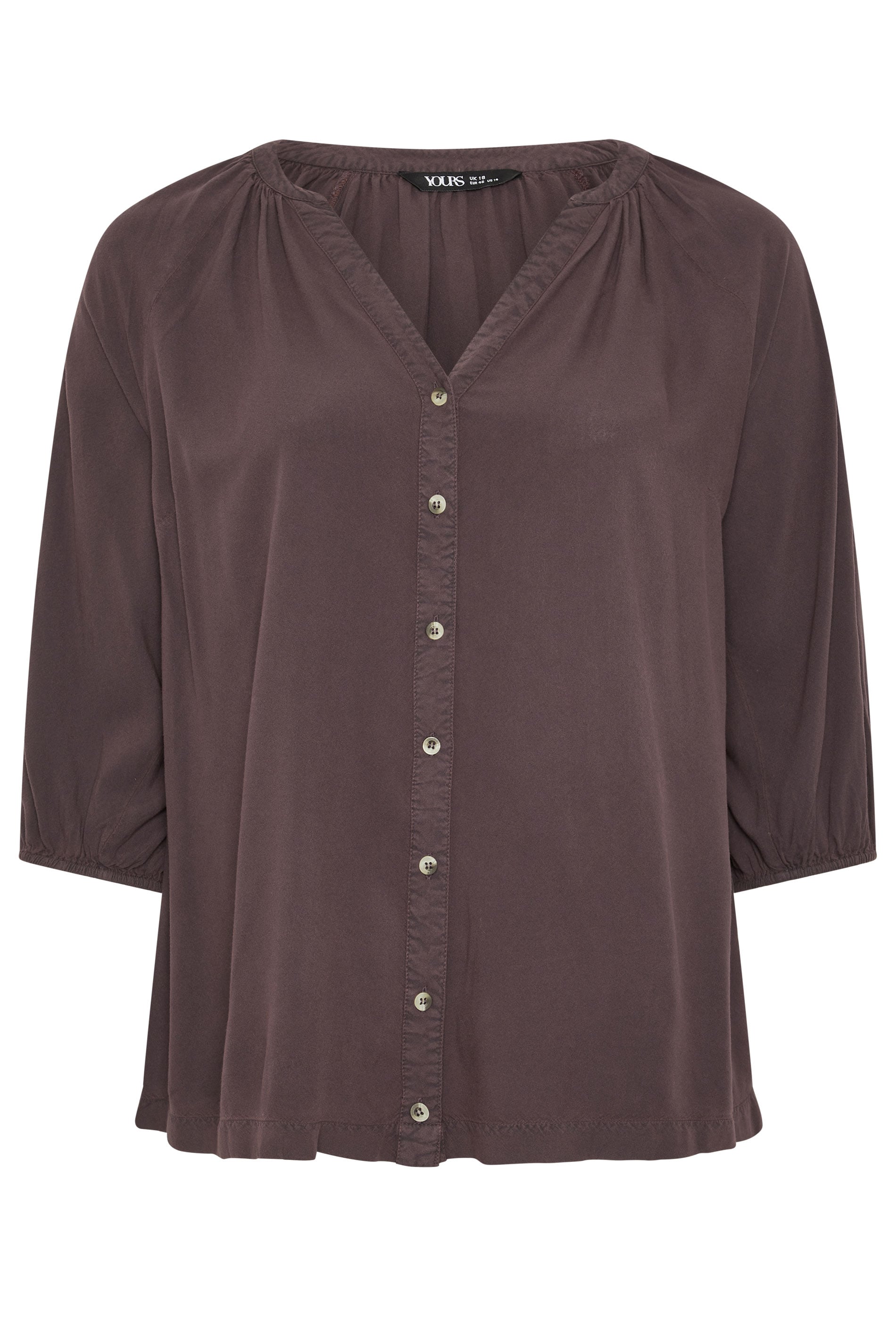 YOURS Plus Size Brown Chambray Blouse | Yours Clothing 5