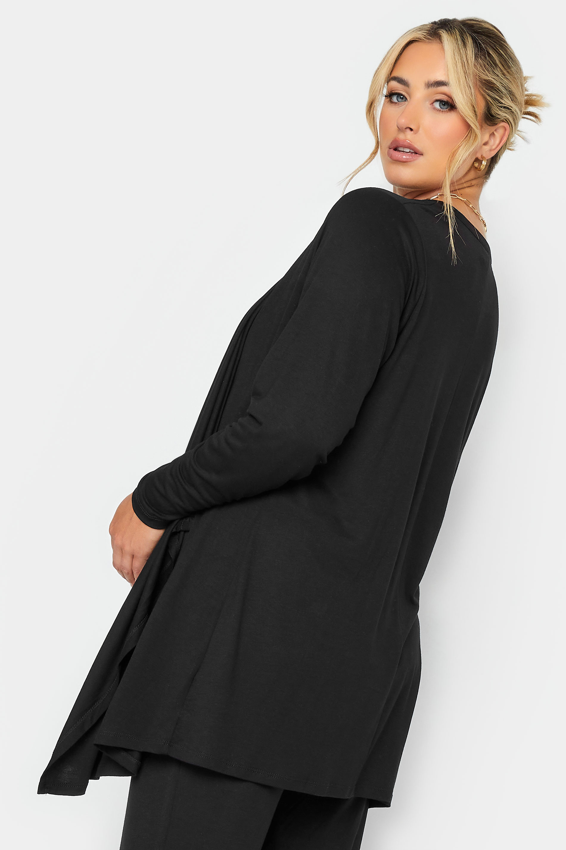 BUMP IT UP MATERNITY Plus Size Curve Black Waterfall Cardigan | Yours Clothing  3