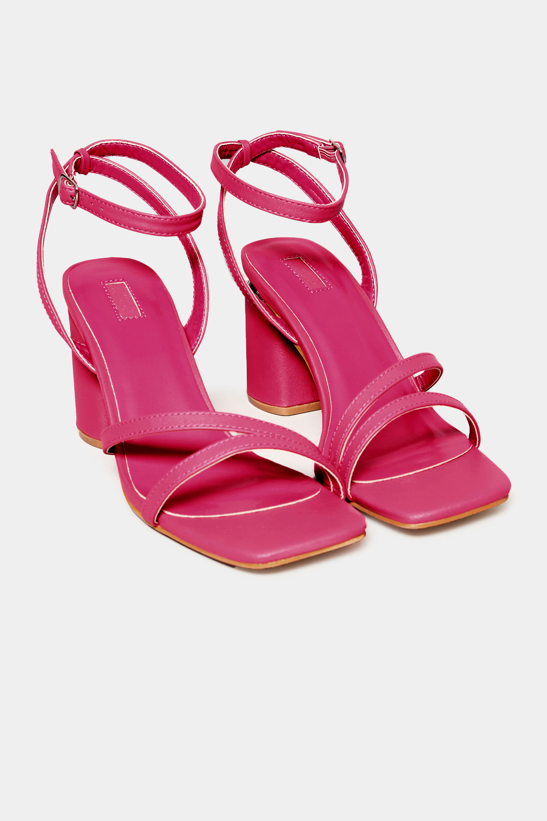 LIMITED COLLECTION Hot Pink Asymmetrical Block Heel Sandal In Wide E Fit & Extra Fit EEE Fit 1