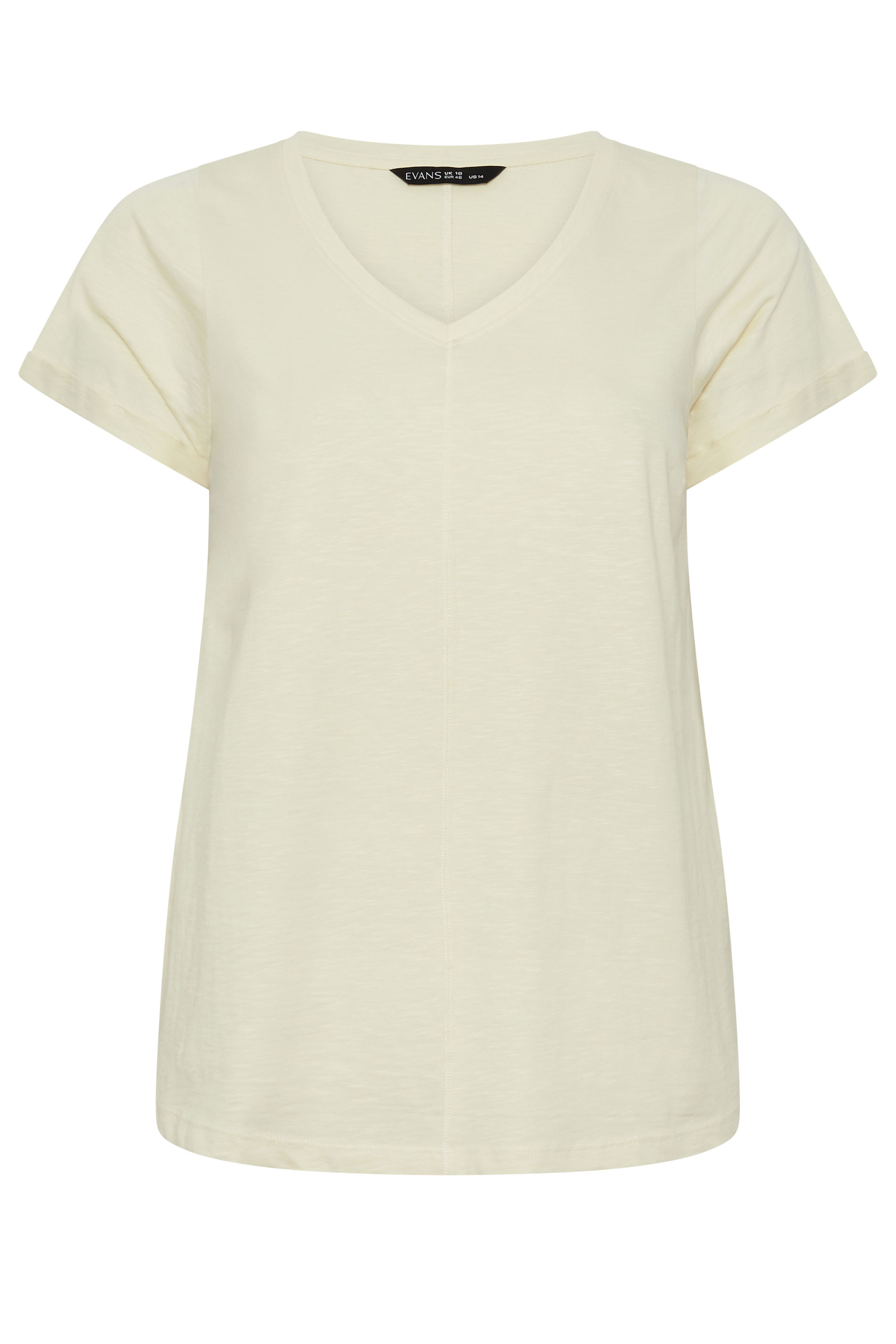 EVANS Plus Size Natural V-Neck Cotton T-Shirt | Evans 5