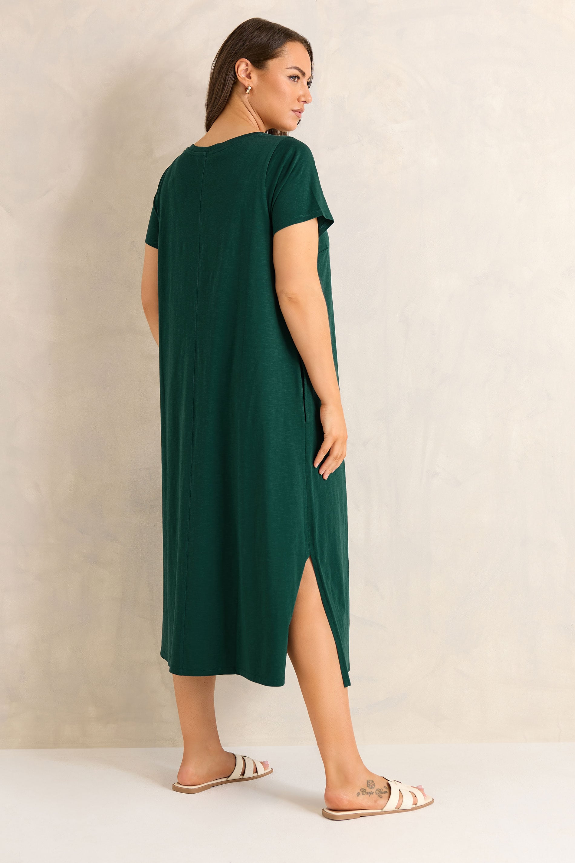 EVANS Plus Size Teal Green Cotton Midi Dress 2
