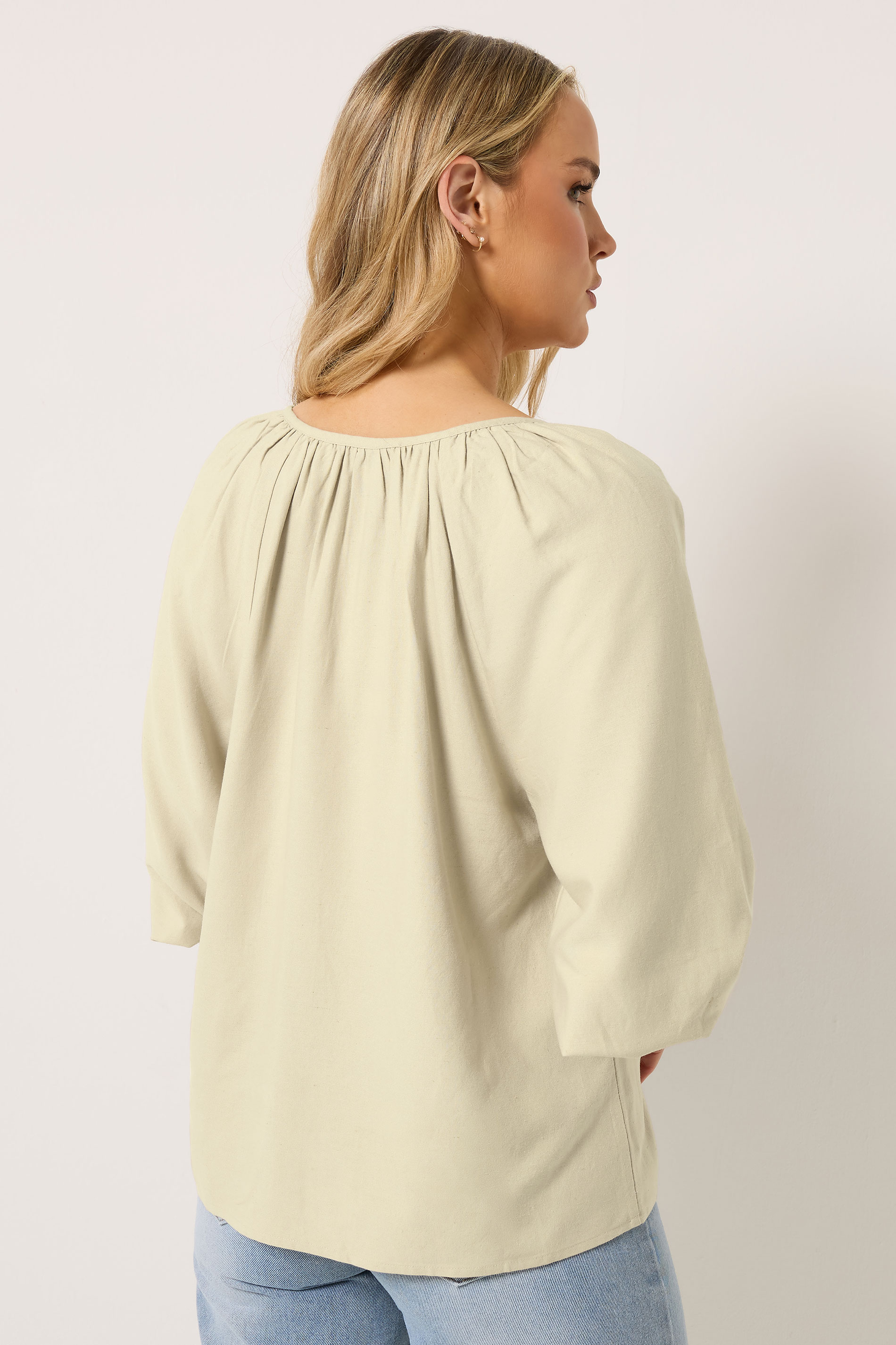 LTS Tall Women's Stone Brown Tie Front Linen Blouse | Long Tall Sally 5