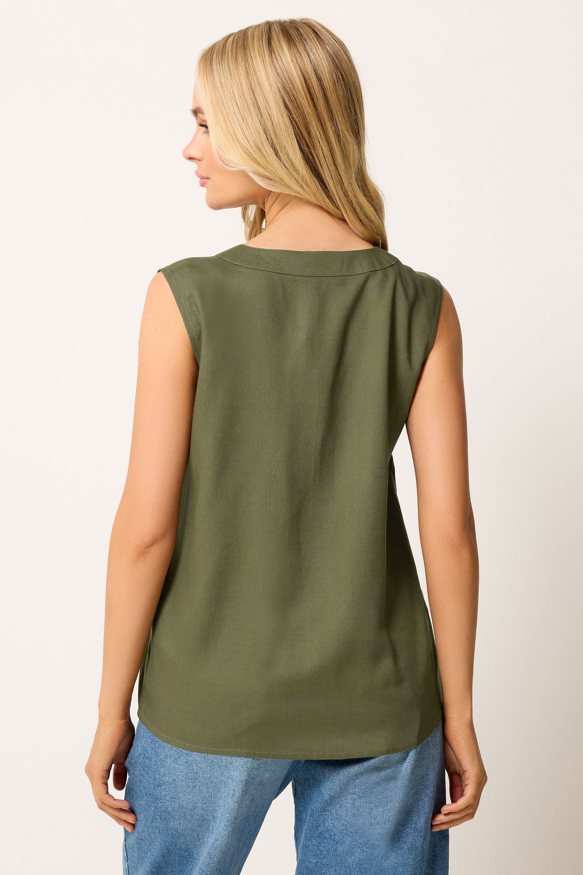 M&Co Khaki Green Sleeveless Button Through Top | M&Co 2