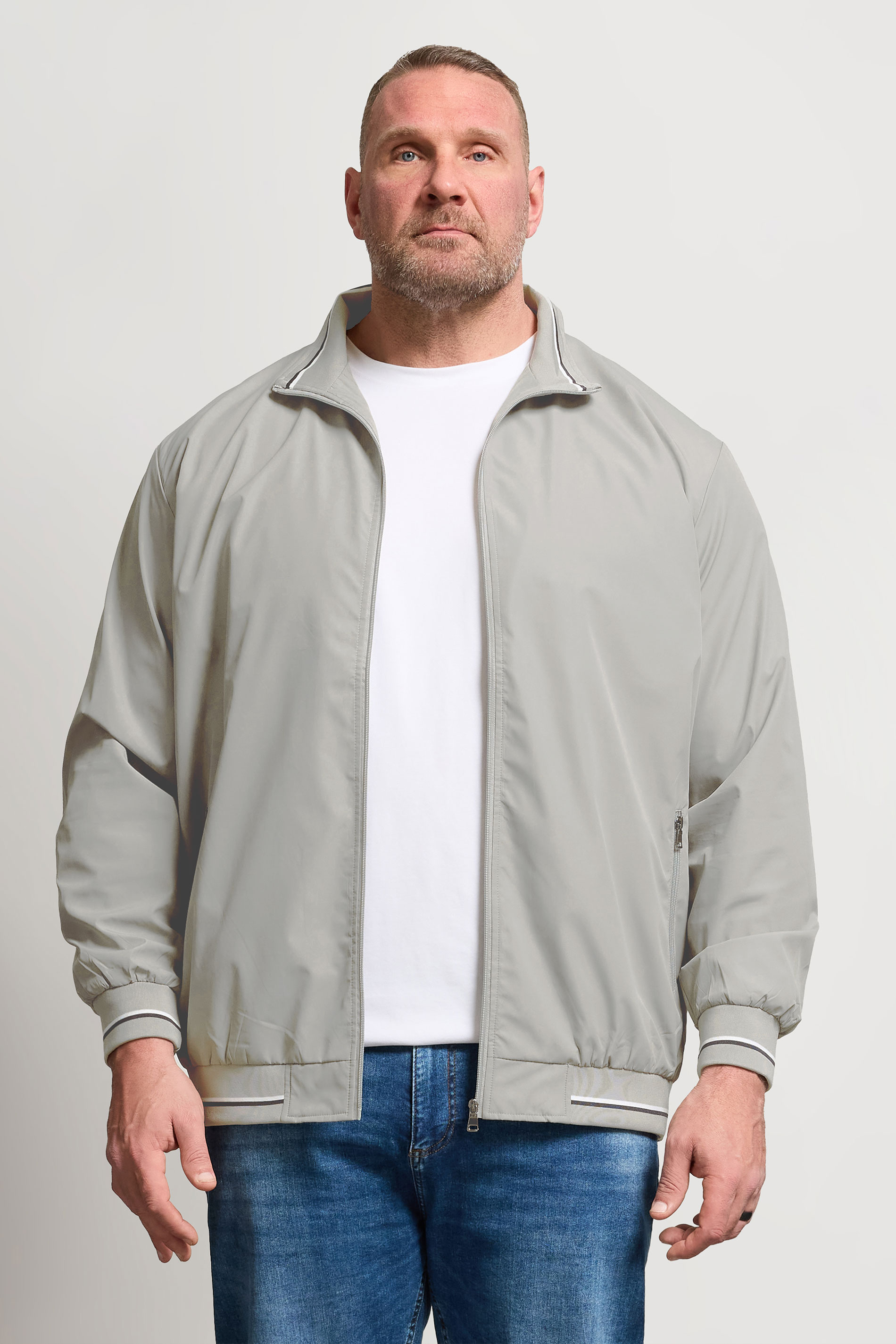 KAM Big & Tall Silver Grey Lightweight Harrington Jacket | BadRhino 3