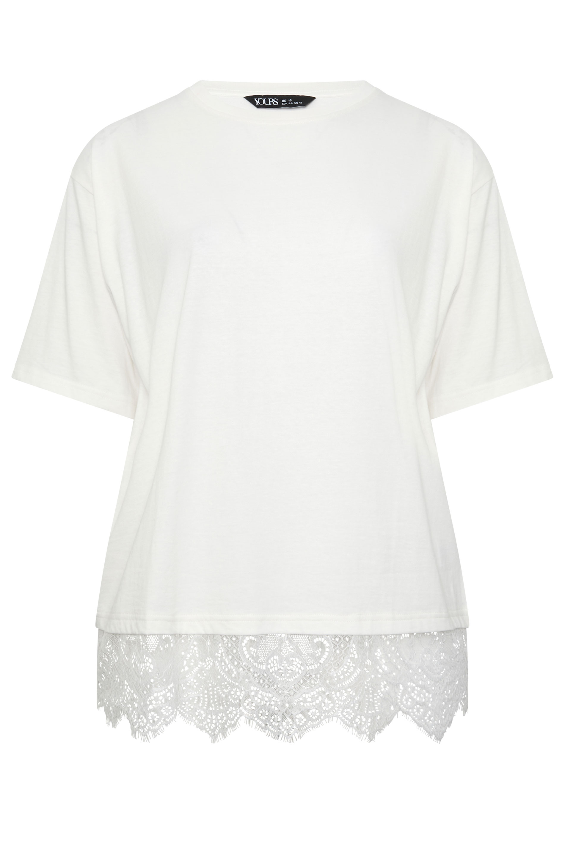 YOURS Plus Size Ivory White Lace T-Shirt | Yours Clothing 5