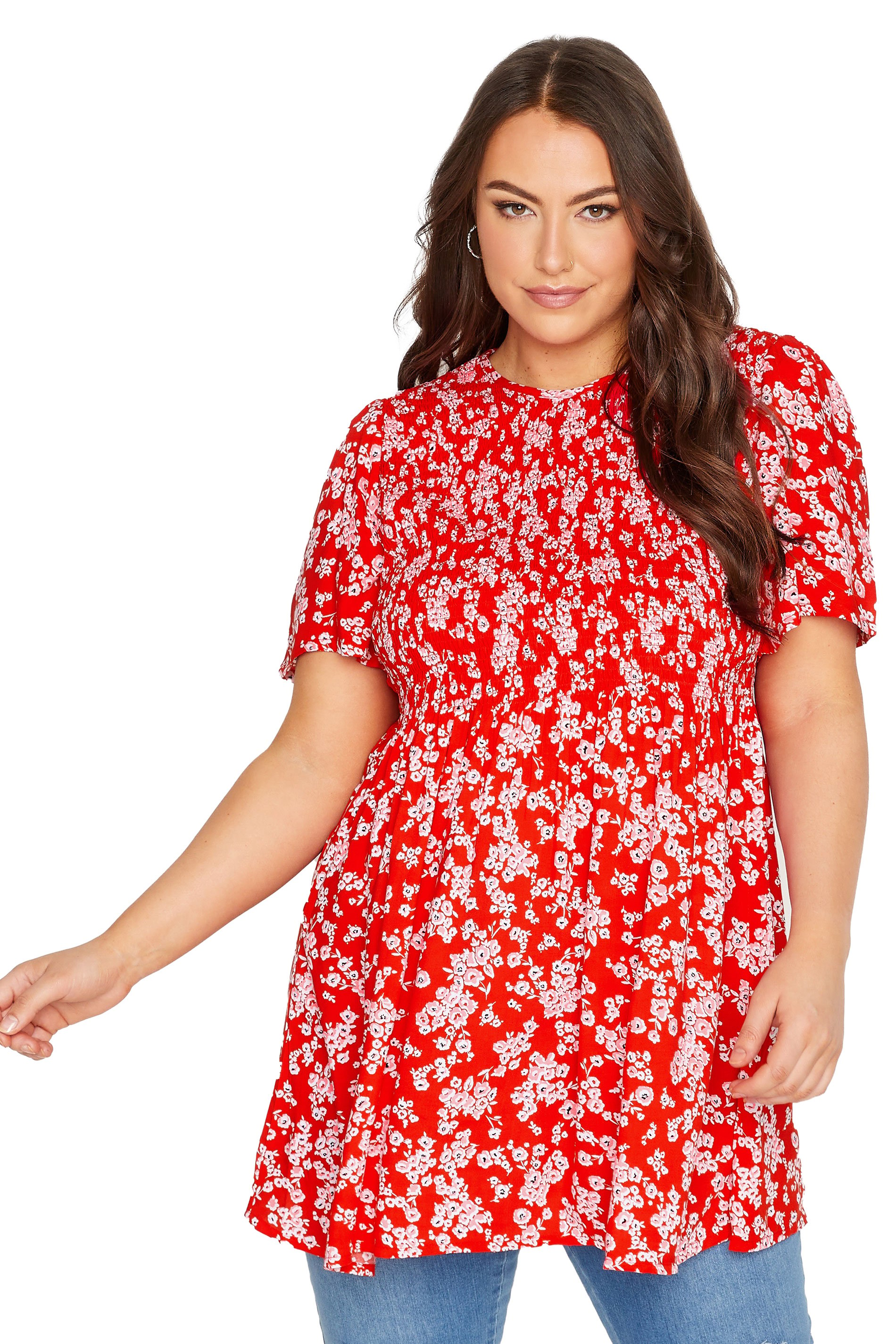 Plus Size Women's Floral Tops: Curve Floral Print Tops