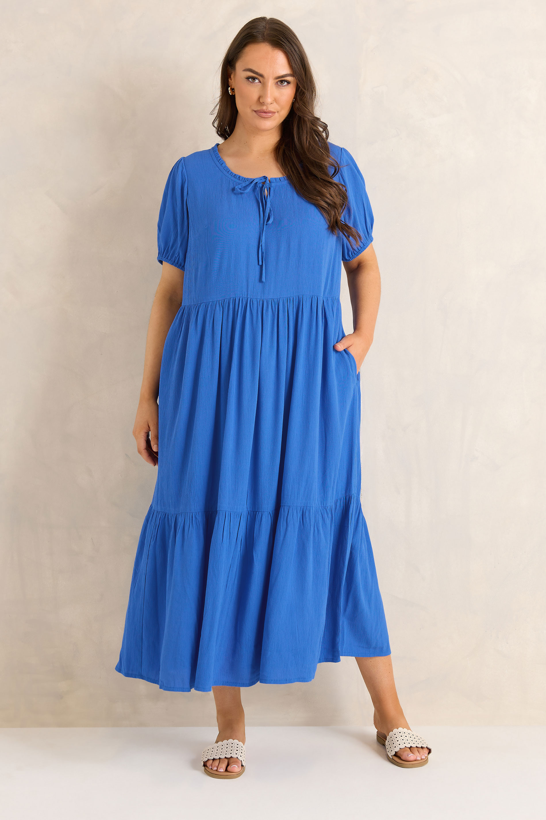 EVANS Plus Size Cobalt Blue Tiered Dress | Evans 3
