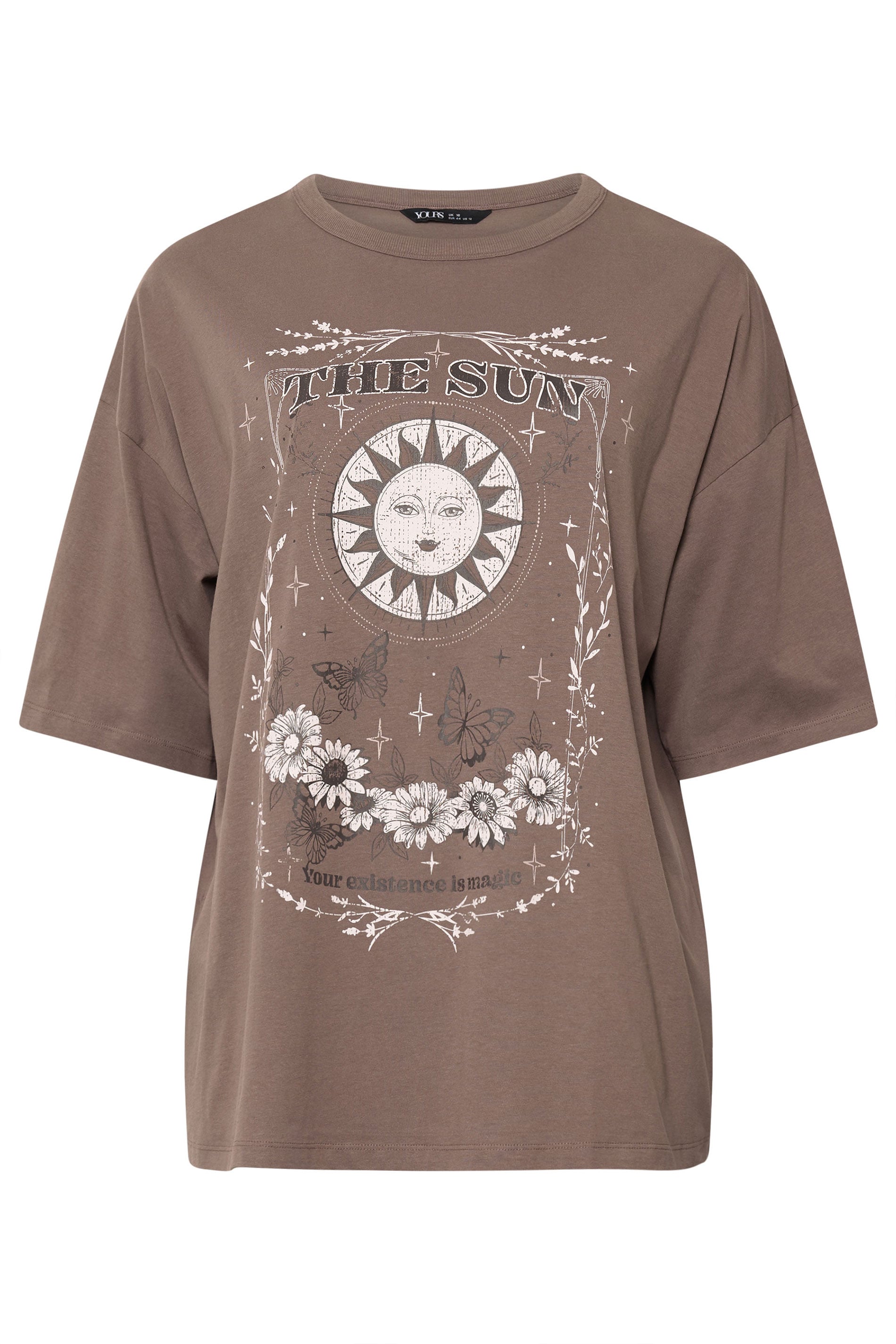 YOURS Plus Size Chocolate Brown 'The Sun' Boxy T-Shirt | Yours Clothing 5