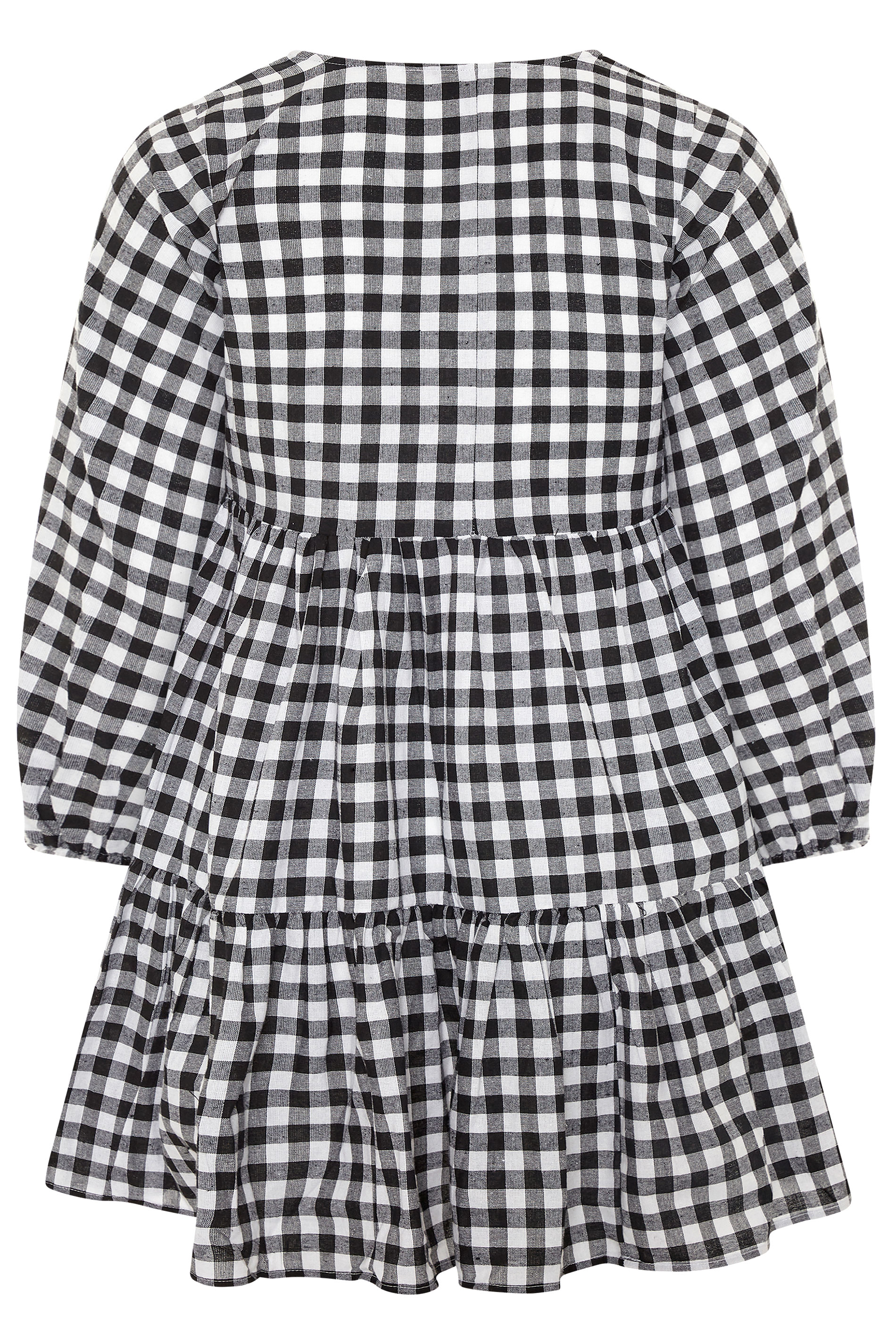 Black & White Gingham Peplum Smock Dress | Yours Clothing