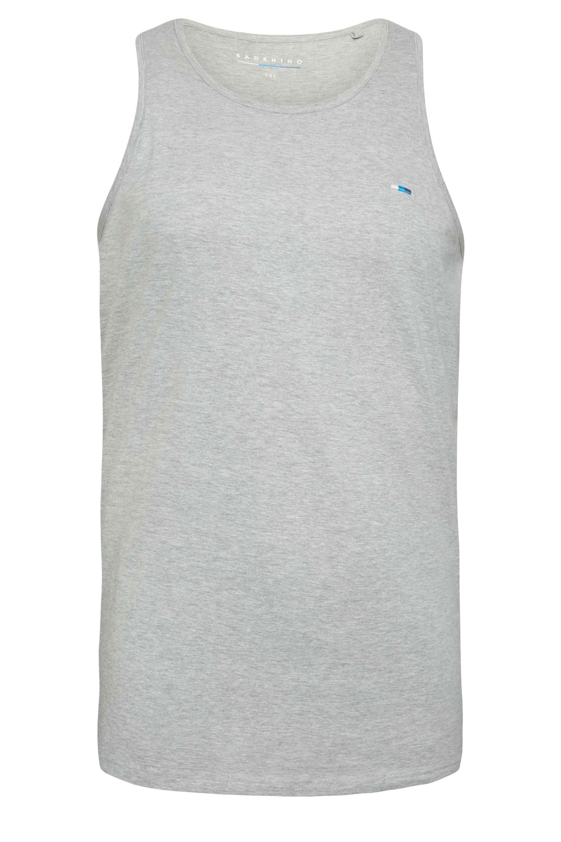 BadRhino Big & Tall 5 Pack Grey/Green/White/Navy/Black Extra Long Plain Vest Top | BadRhino 11