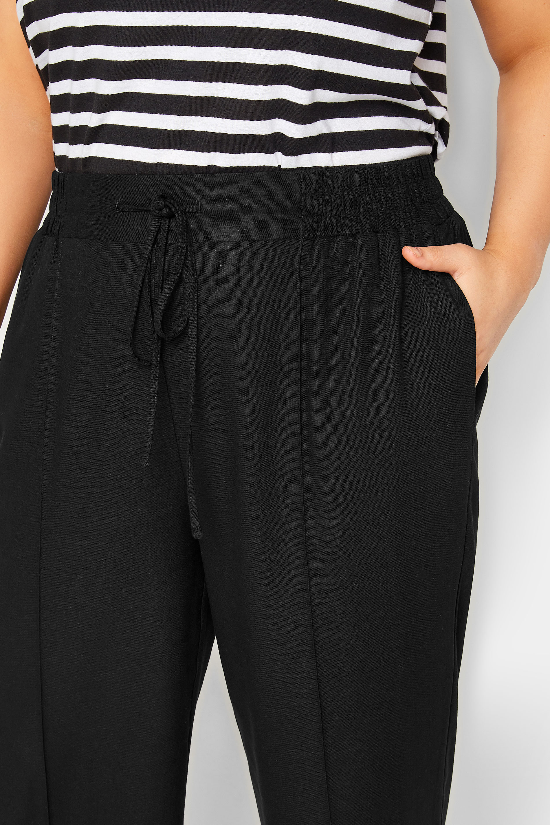 YOURS Plus Size Black Linen Look Culottes | Yours Clothing 3