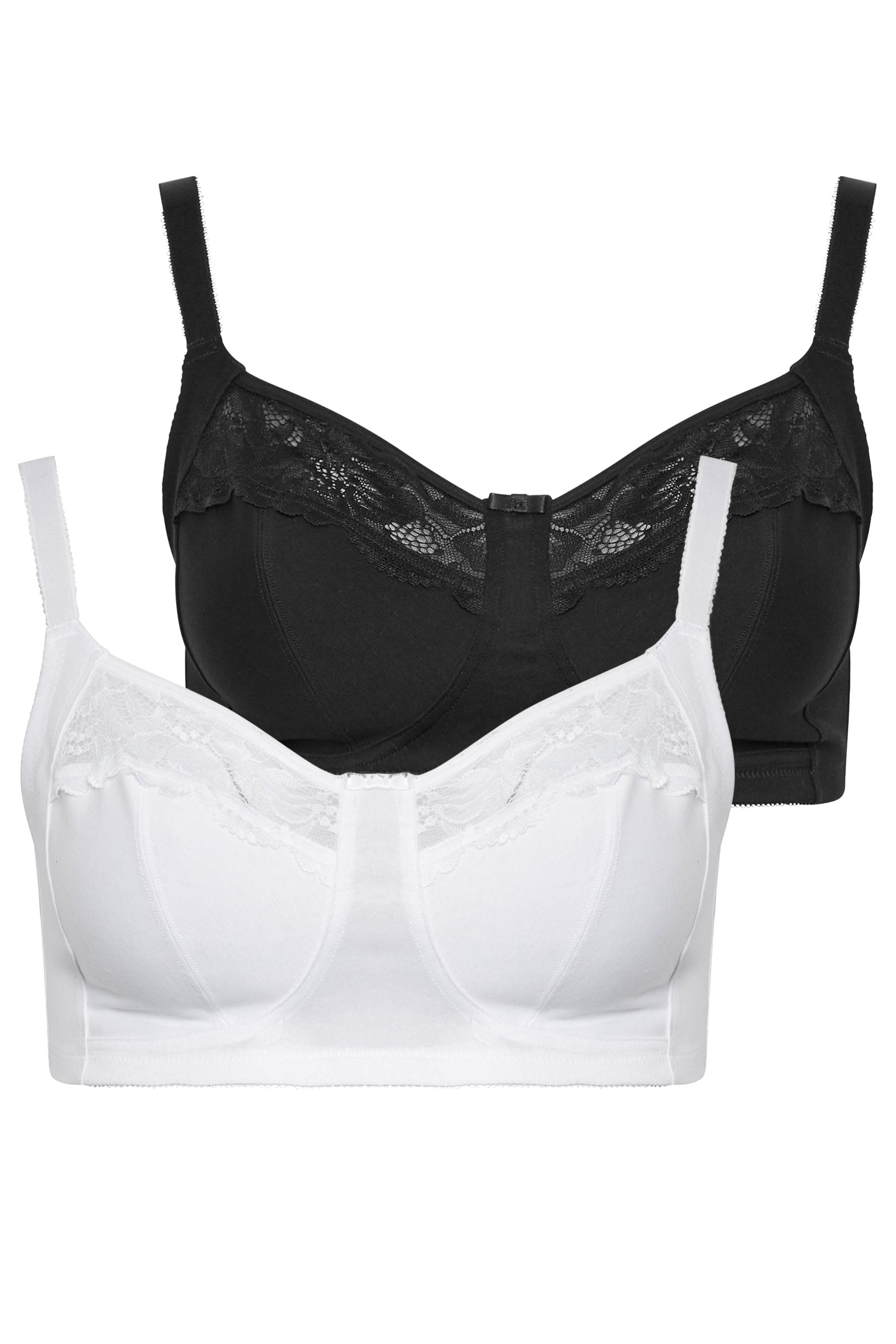 YOURSET 2 PACK Plus Size White Lace Trim Bra | Yours Clothing 3