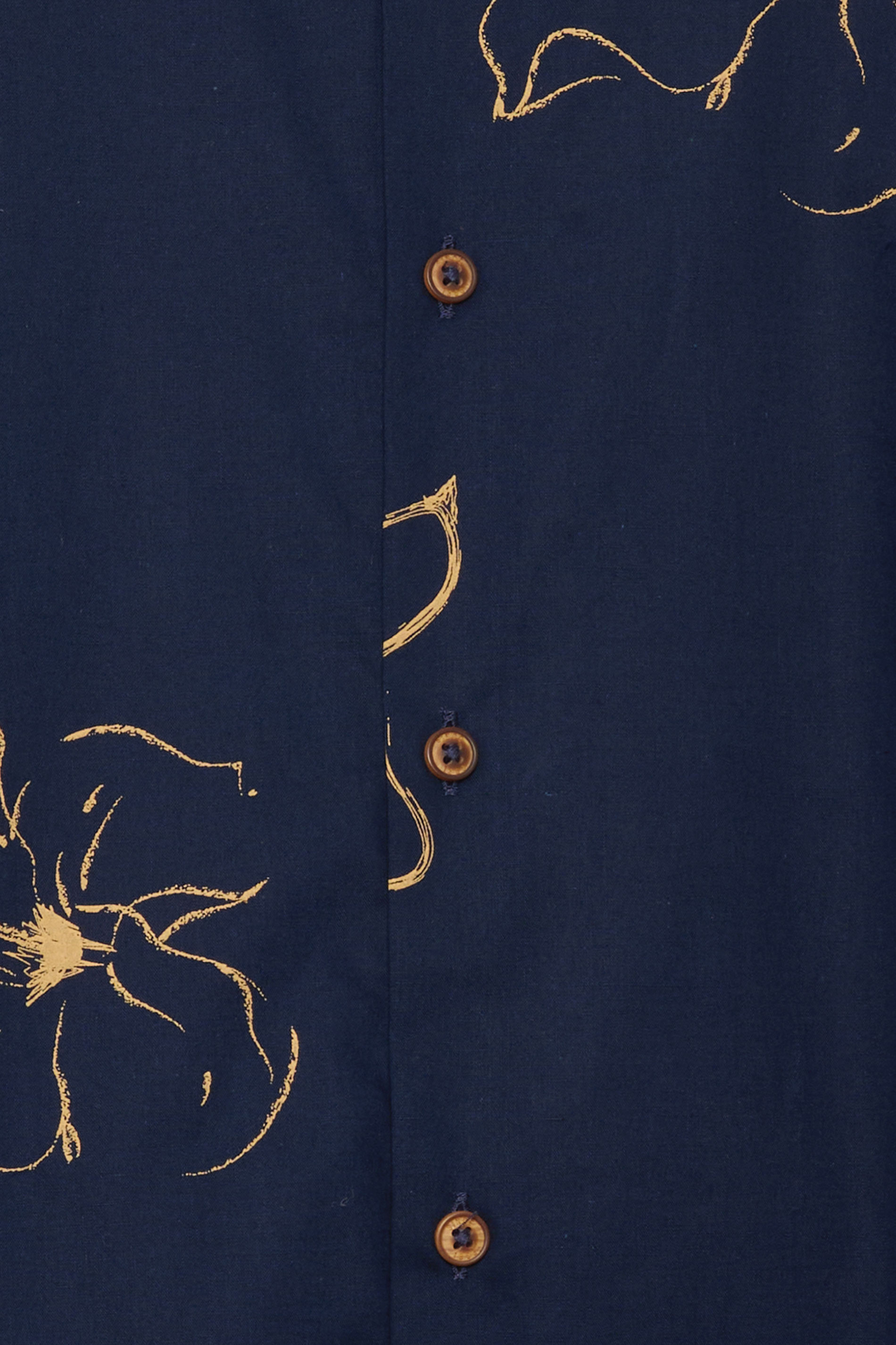 BEN SHERMAN Big & Tall Navy Blue Floral Print Shirt | BadRhino 5
