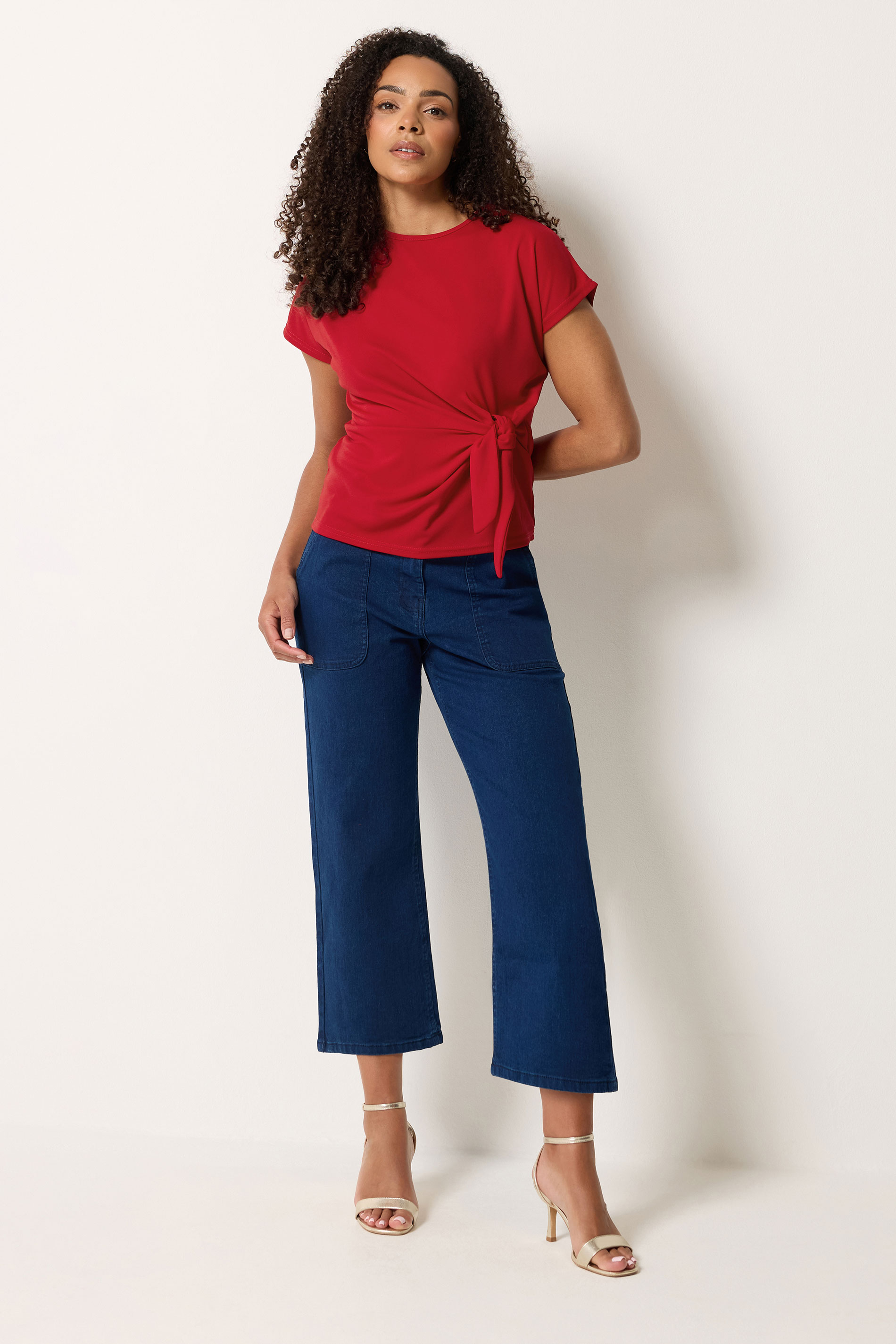 M&Co Red Tie Waist Top | M&Co 1