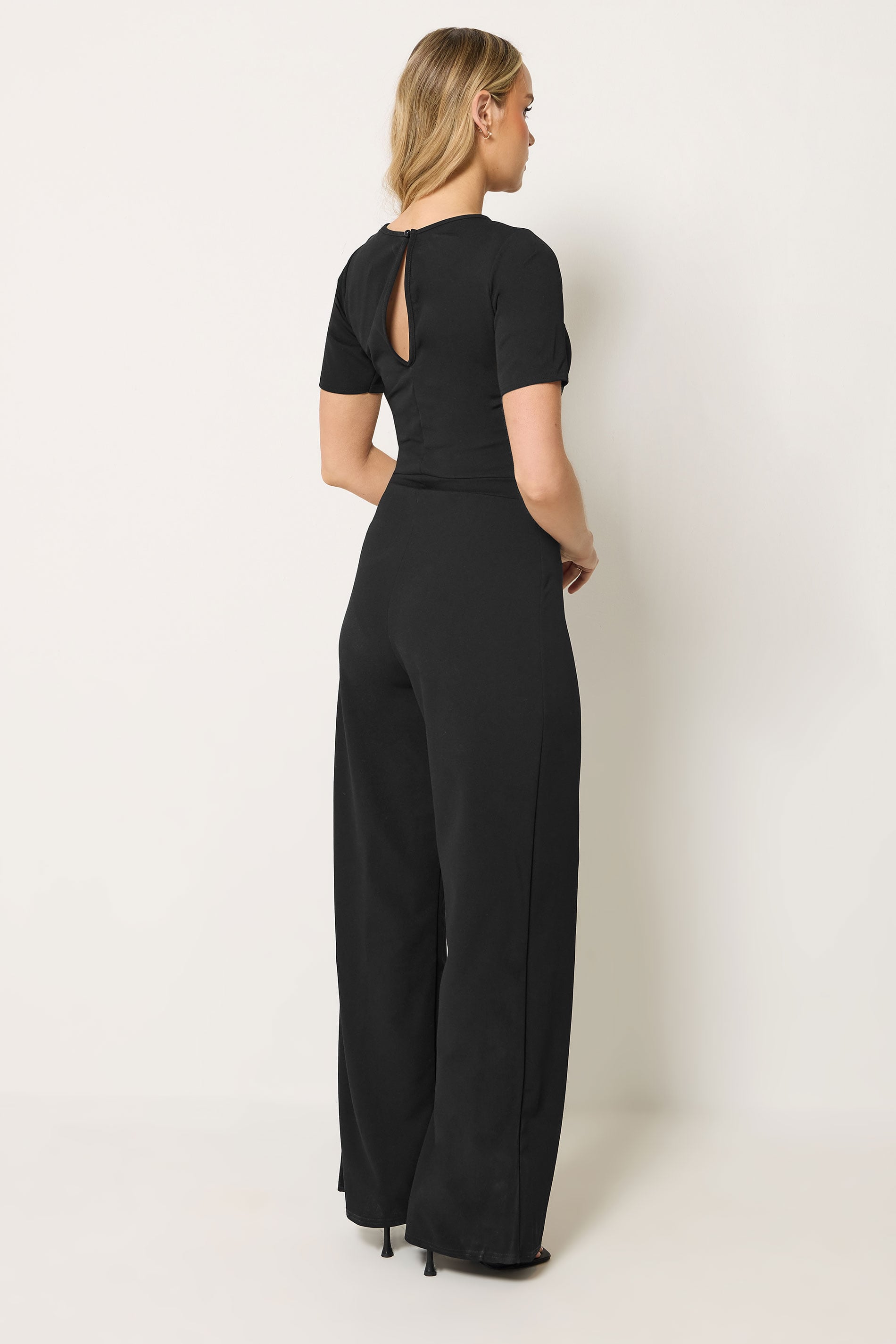 LTS Tall Women's Black Belted Scuba Wide Leg Jumpsuit | Long Tall Sally 2