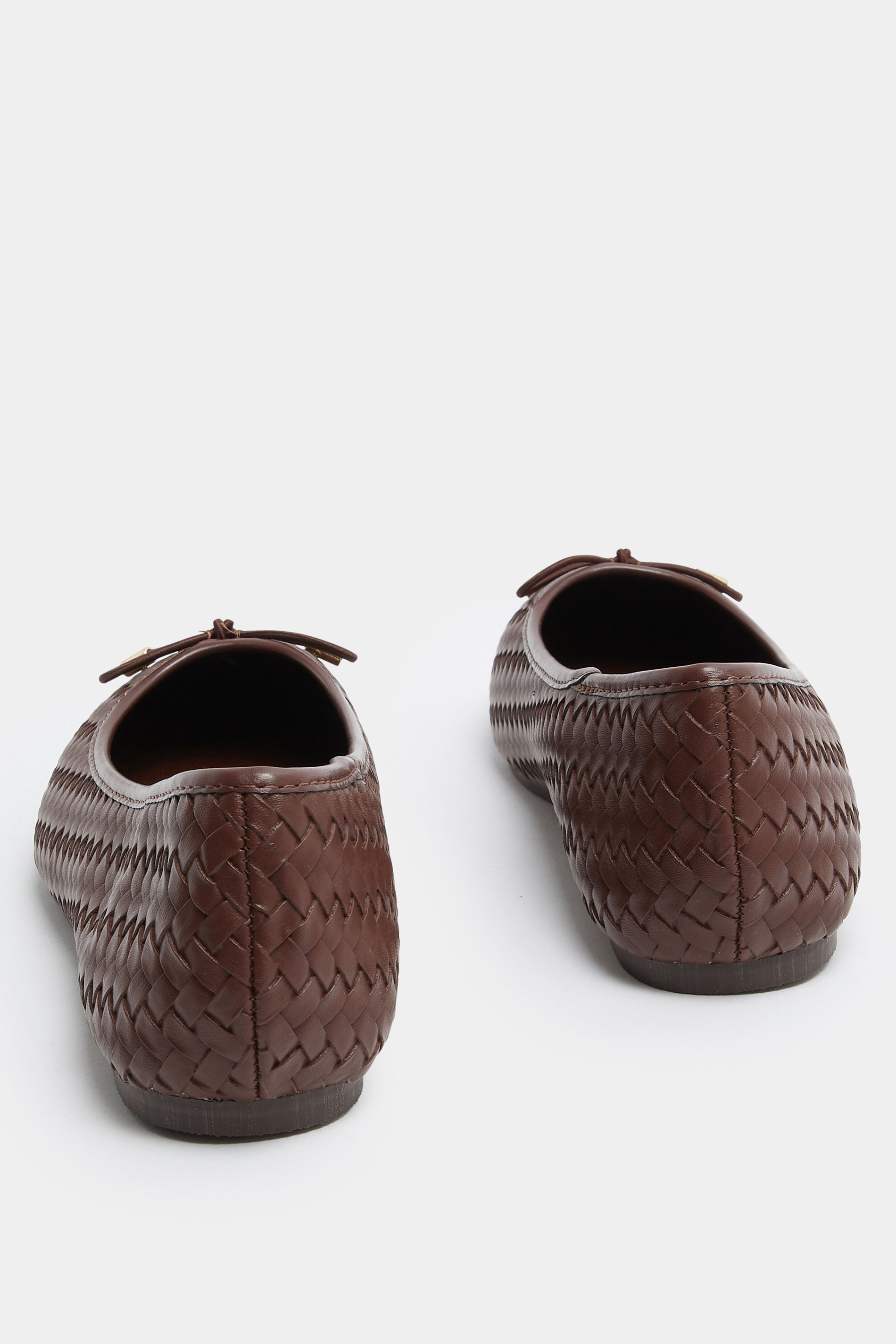 LTS Chocolate Brown Woven Ballerina Pumps In Standard Fit | Long Tall Sally 5