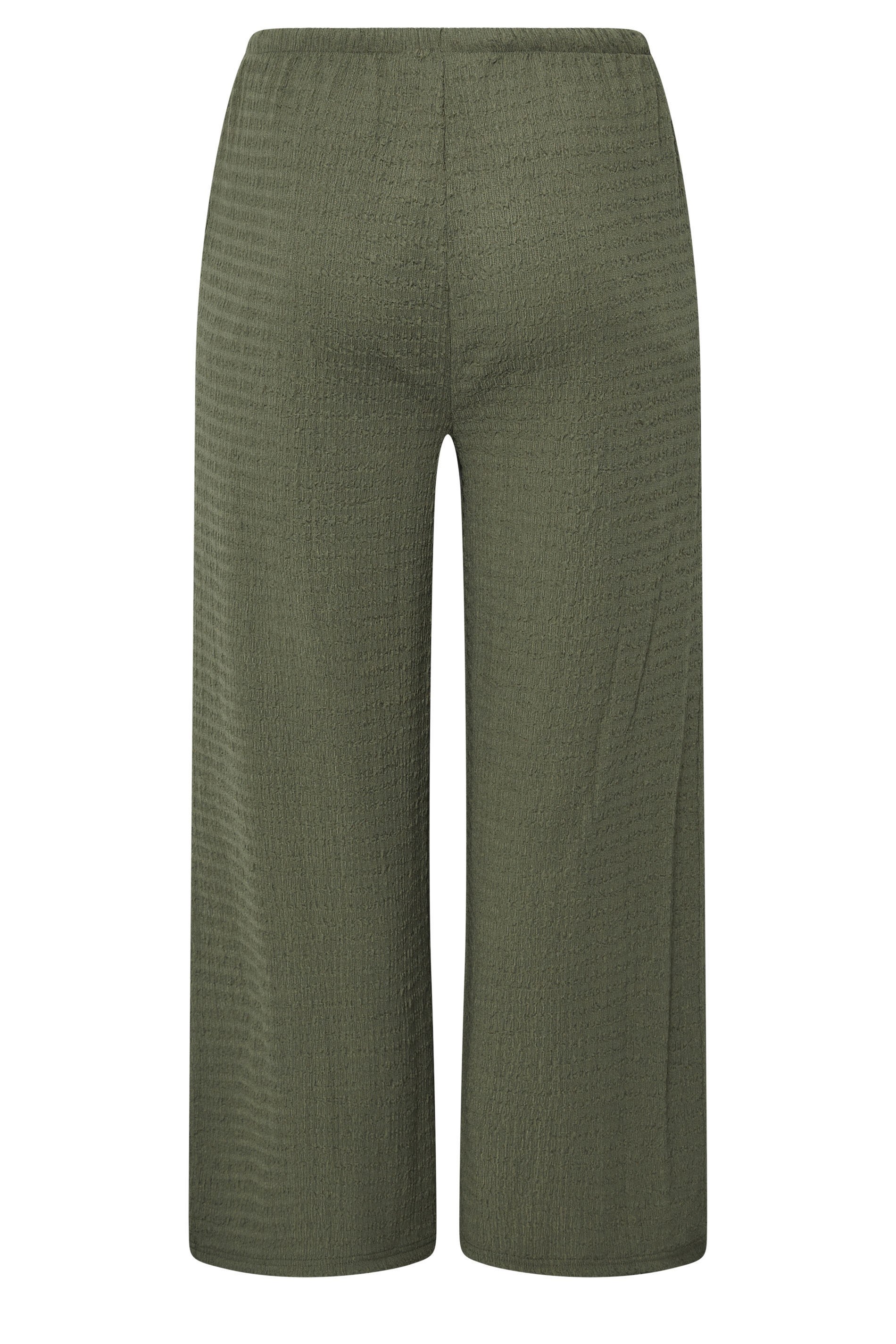 YOURS Plus Size Khaki Green Wide Leg Crinkle Trousers | Yours Clothing 6
