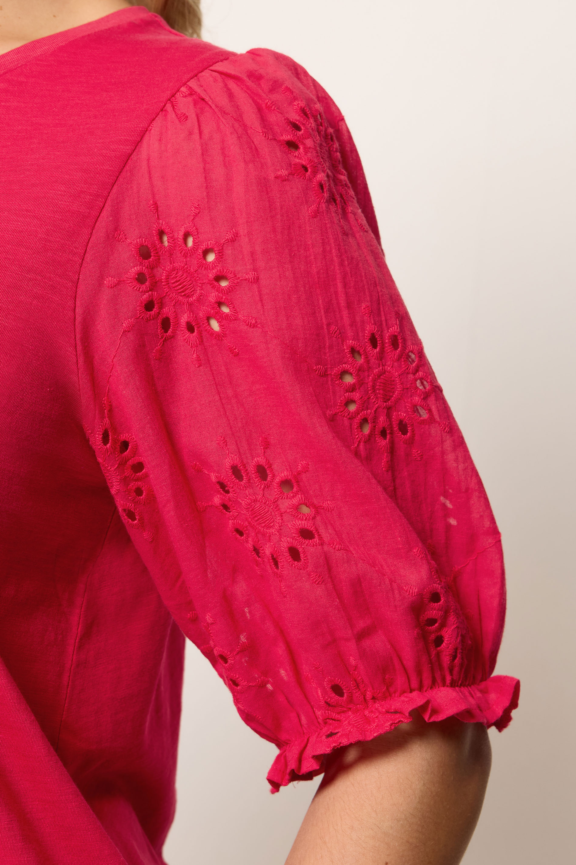 YOURS Plus Size Red Broiderie Anglaise T-Shirt | Yours Clothing 4