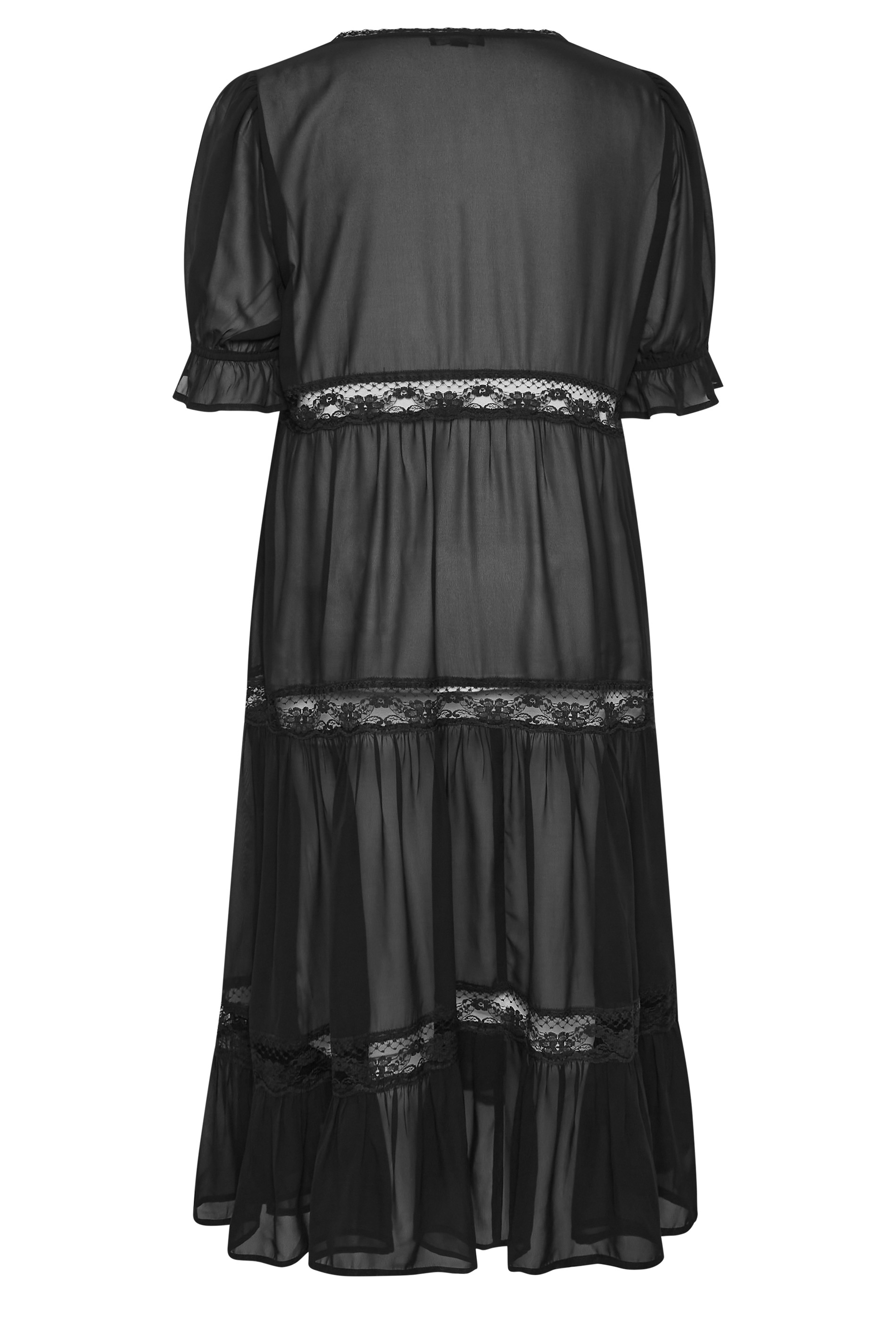 LIMITED COLLECTION Plus Size Black Lace Tiered Kimono | Yours Clothing