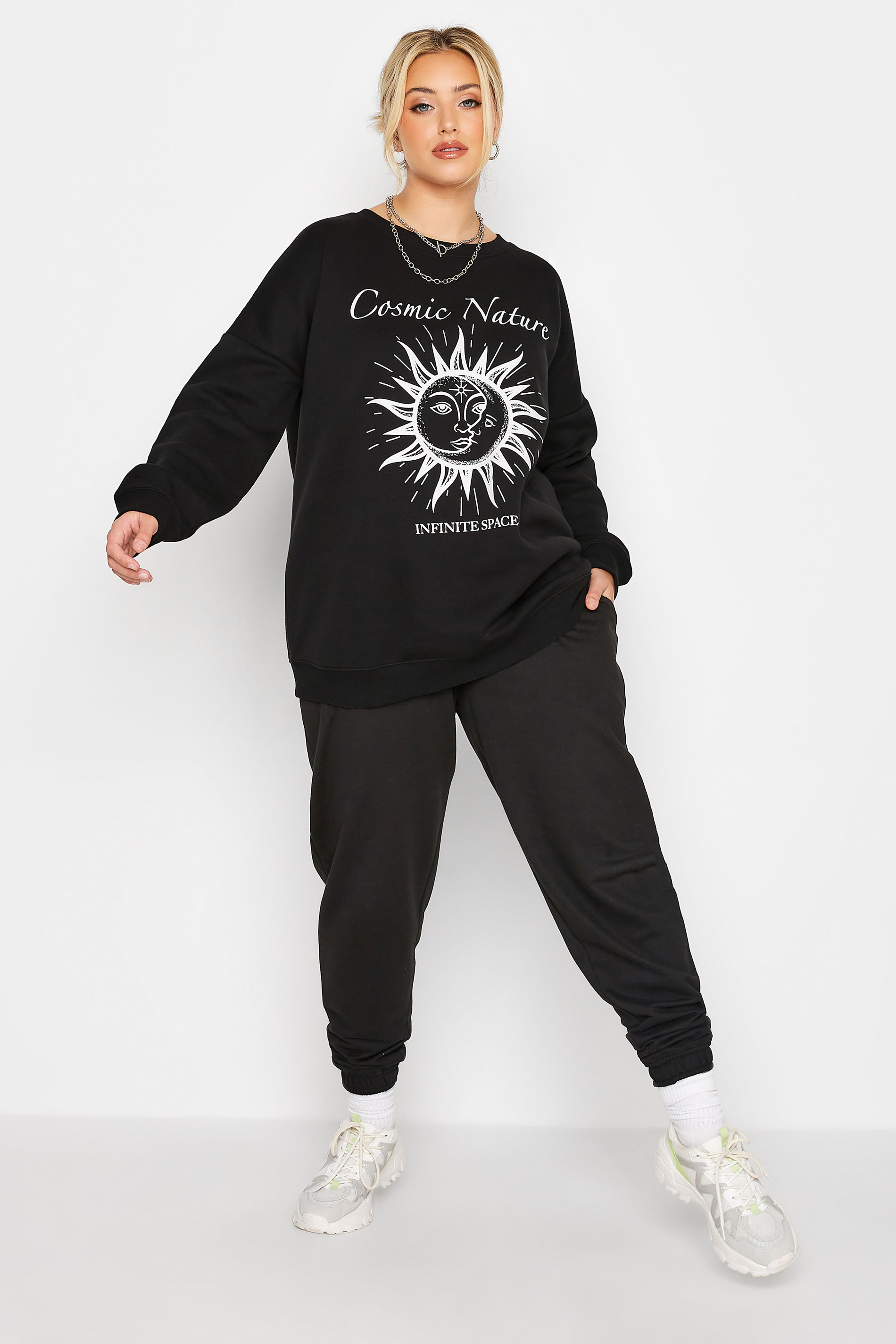 LIMITED COLLECTION Plus Size Sun & Moon 'Cosmic Nature' Black Sweatshirt | Yours Clothing 3