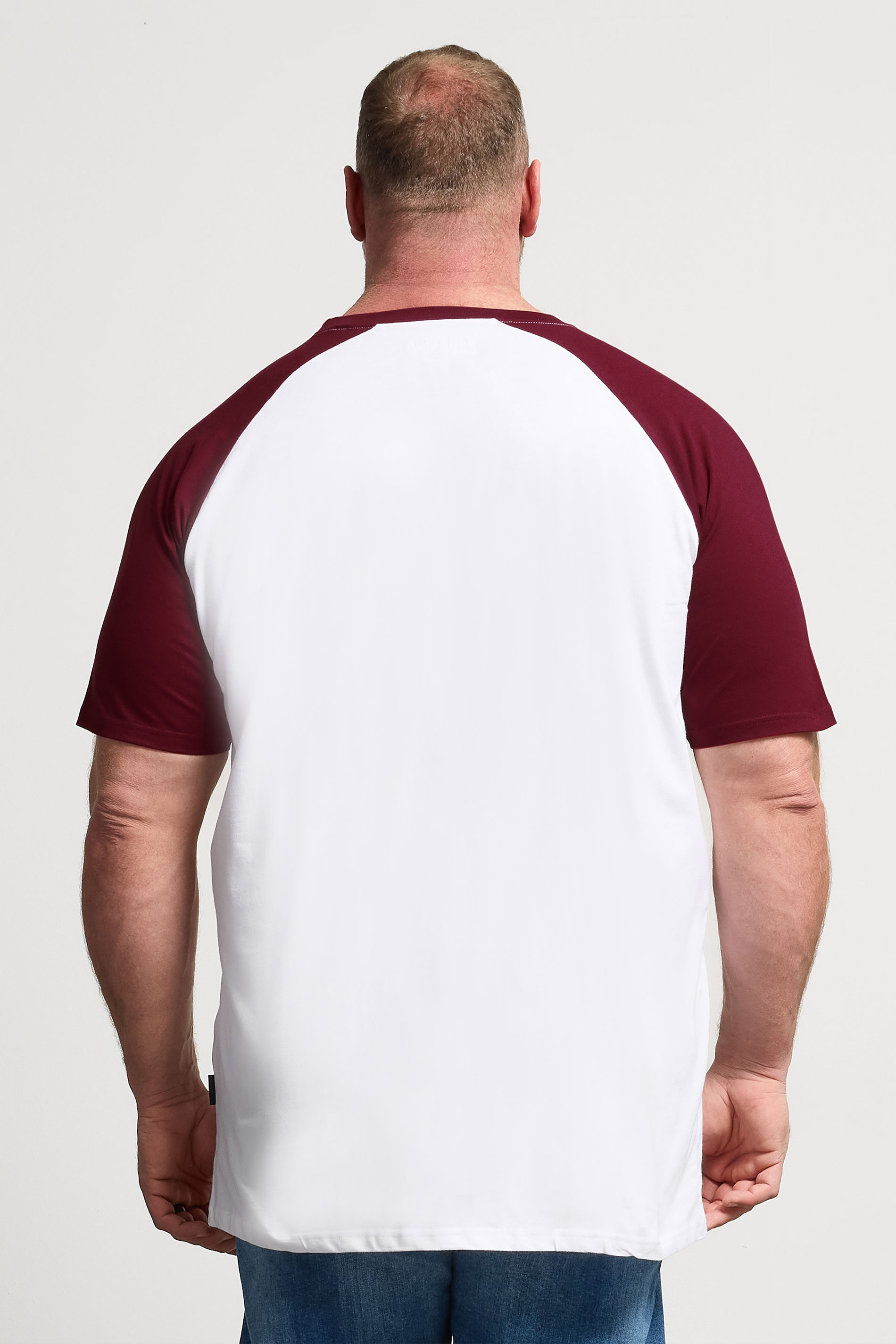 BadRhino Big & Tall Red & White Extra Long Raglan Football T-Shirt | BadRhino 2