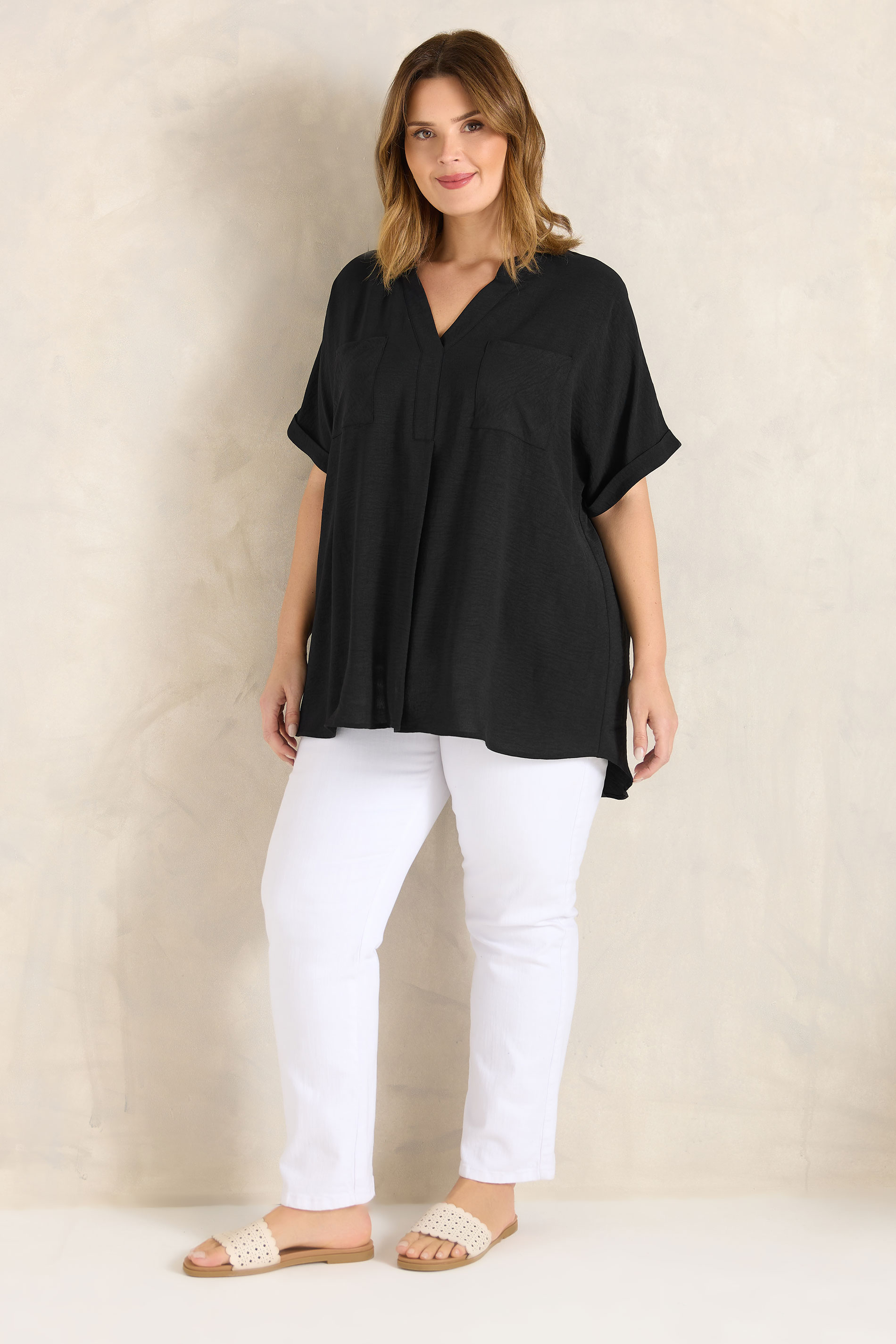 EVANS Plus Size Black Short Sleeve Utility Blouse | Evans  4