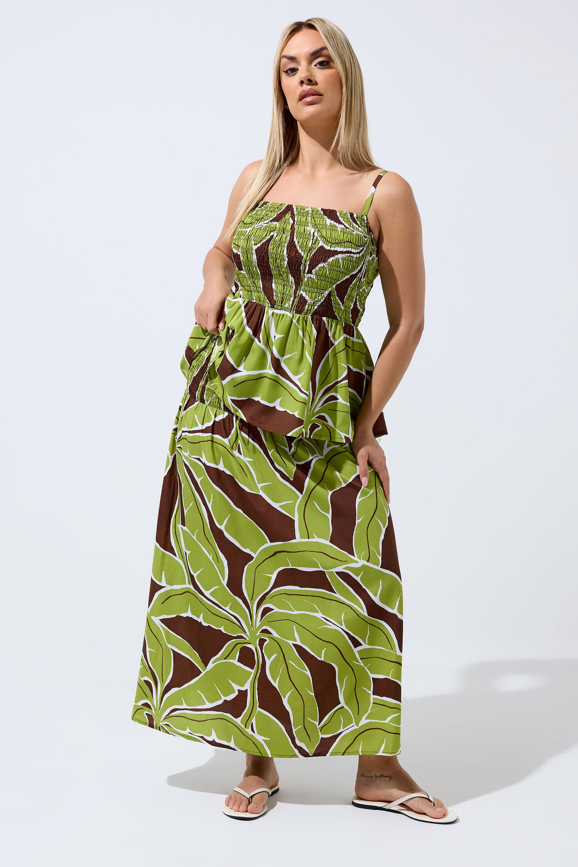 LIMITED COLLECTION Plus Size Green Palm Leaf Vest Top | Yours Clothing 2