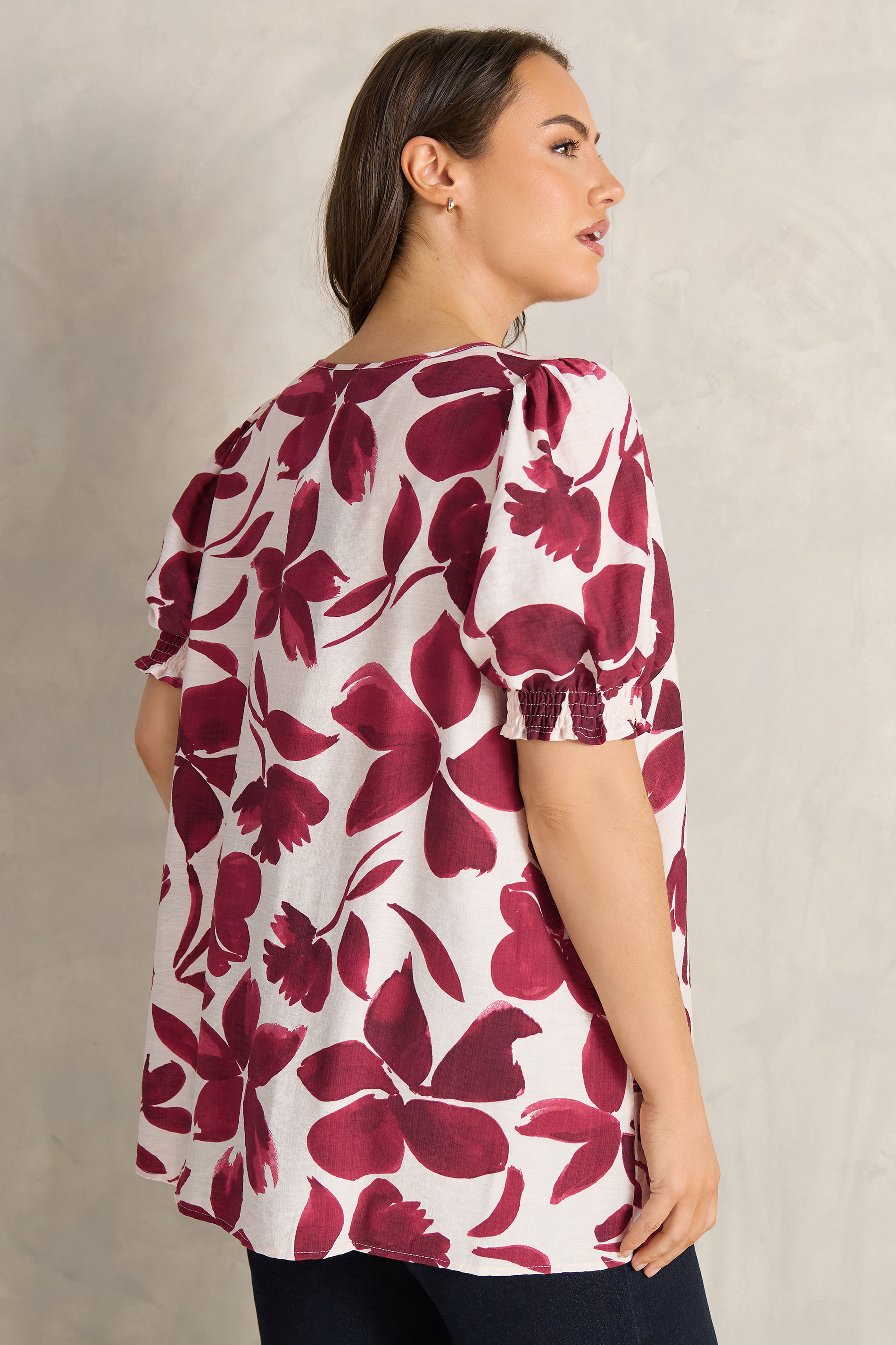EVANS Plus Size Red Floral Tie Neck Blouse | Evans 4