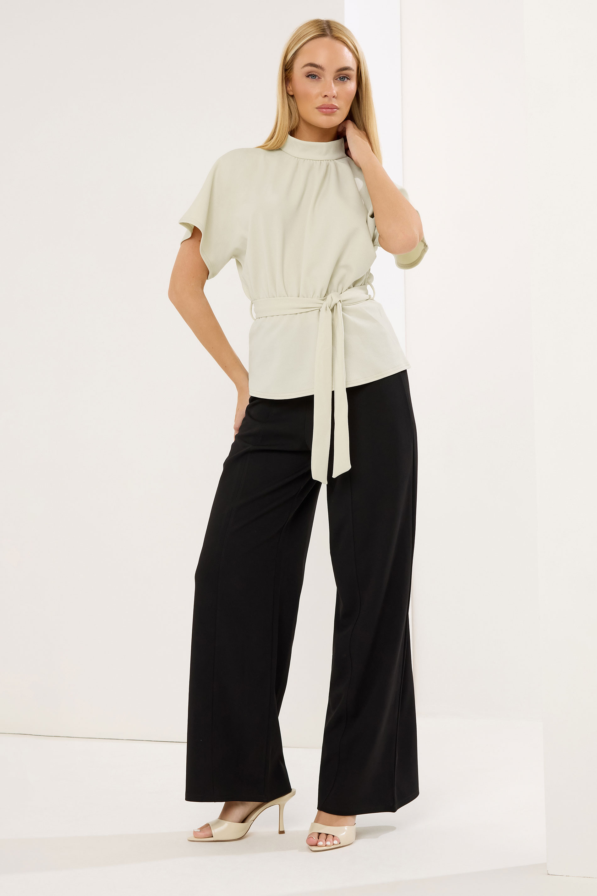 STAR Natural BrownHigh Neck Belted Top | StarByJM 1