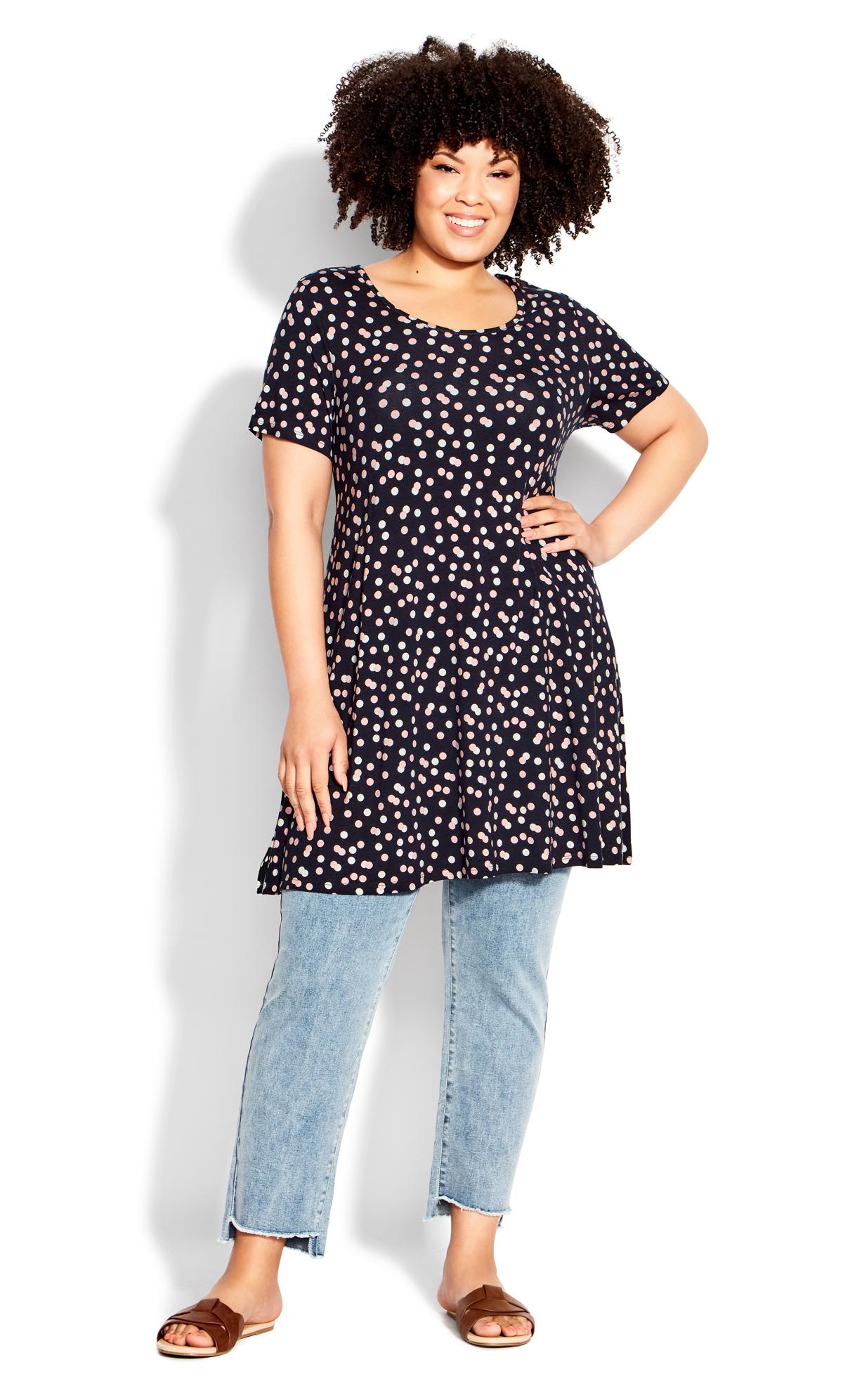 Evans Navy Floral Print Swing Tunic Top 1
