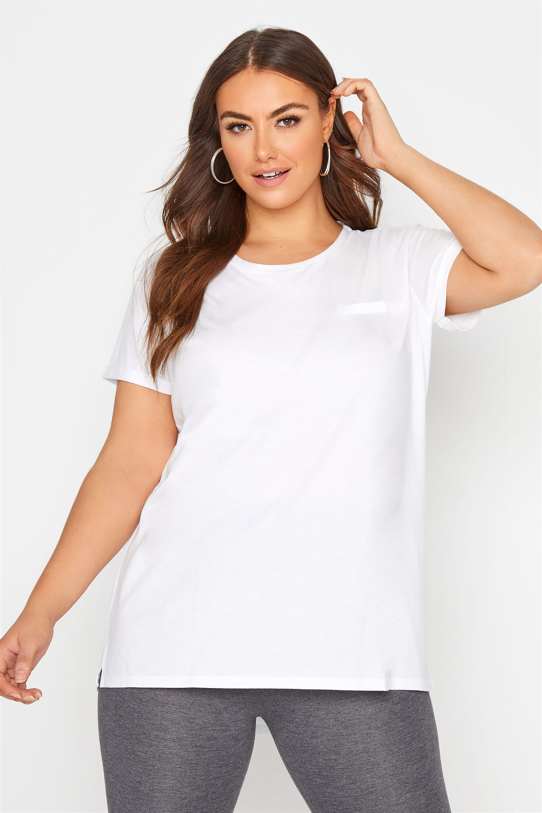 YOURS FOR GOOD White Cotton Blend Pocket T-Shirt_A.jpg