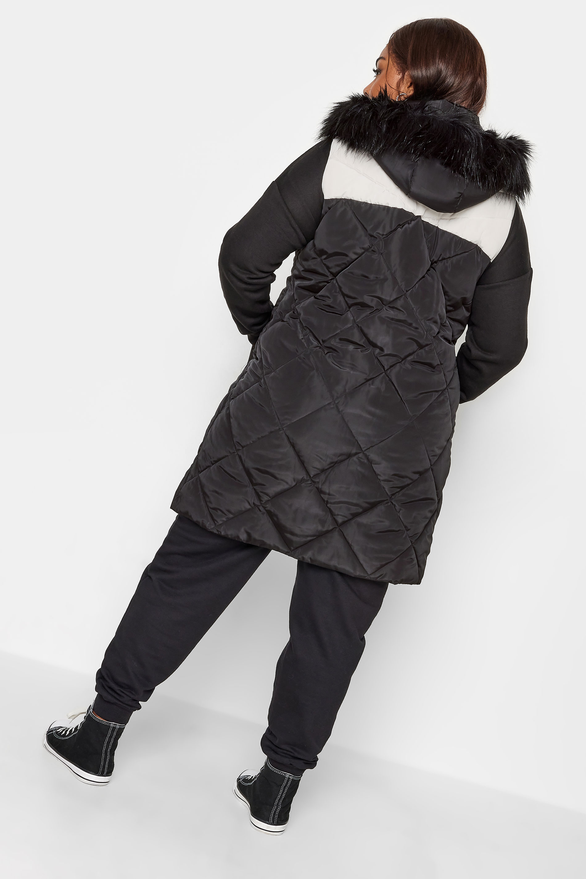 YOURS Plus Size Black Colour Block Midi Gilet | Yours Clothing 3