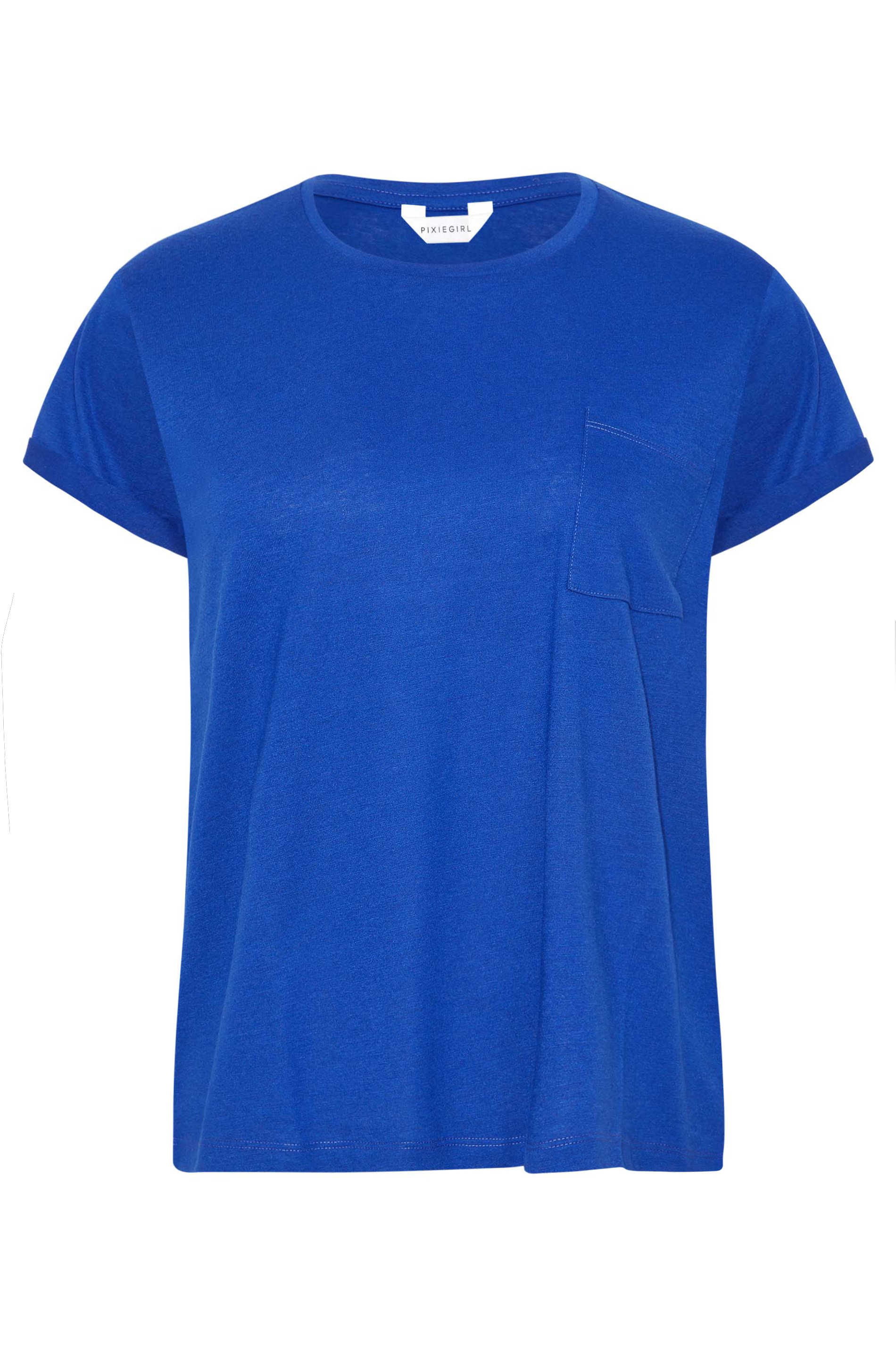 Petite Cobalt Blue Short Sleeve Pocket T-Shirt | PixieGirl