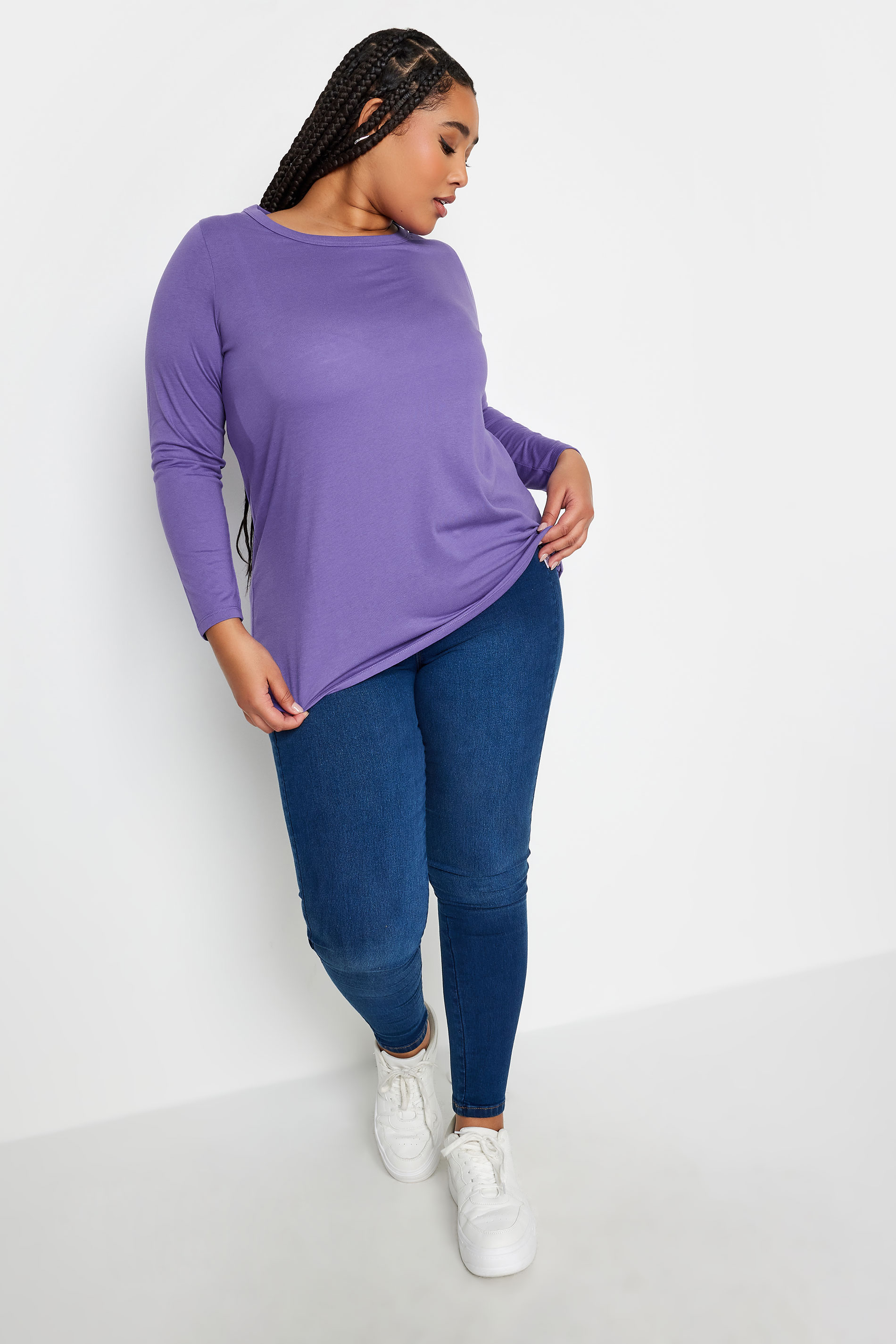 YOURS Plus Size Purple Long Sleeve Top | Yours Clothing 2