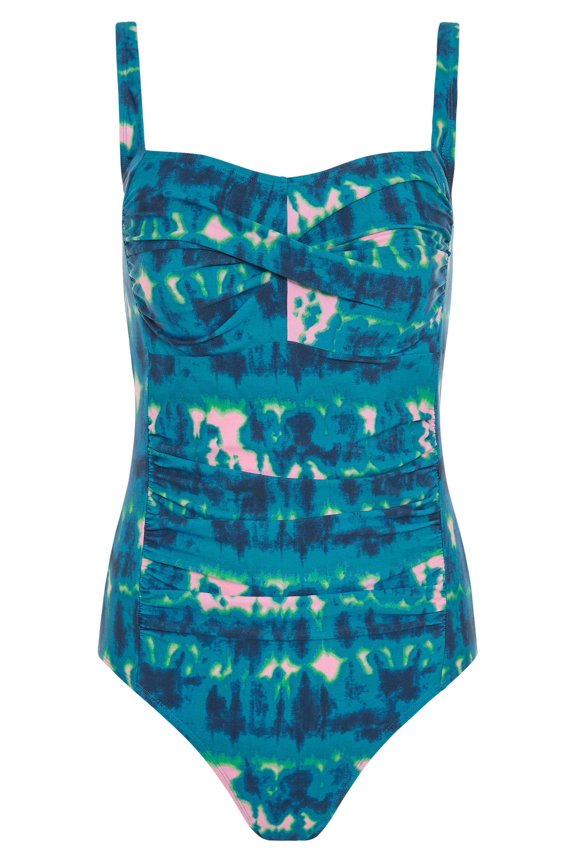 LTS Teal Blue Tie Dye Ruched Swimsuit | Long Tall Sally