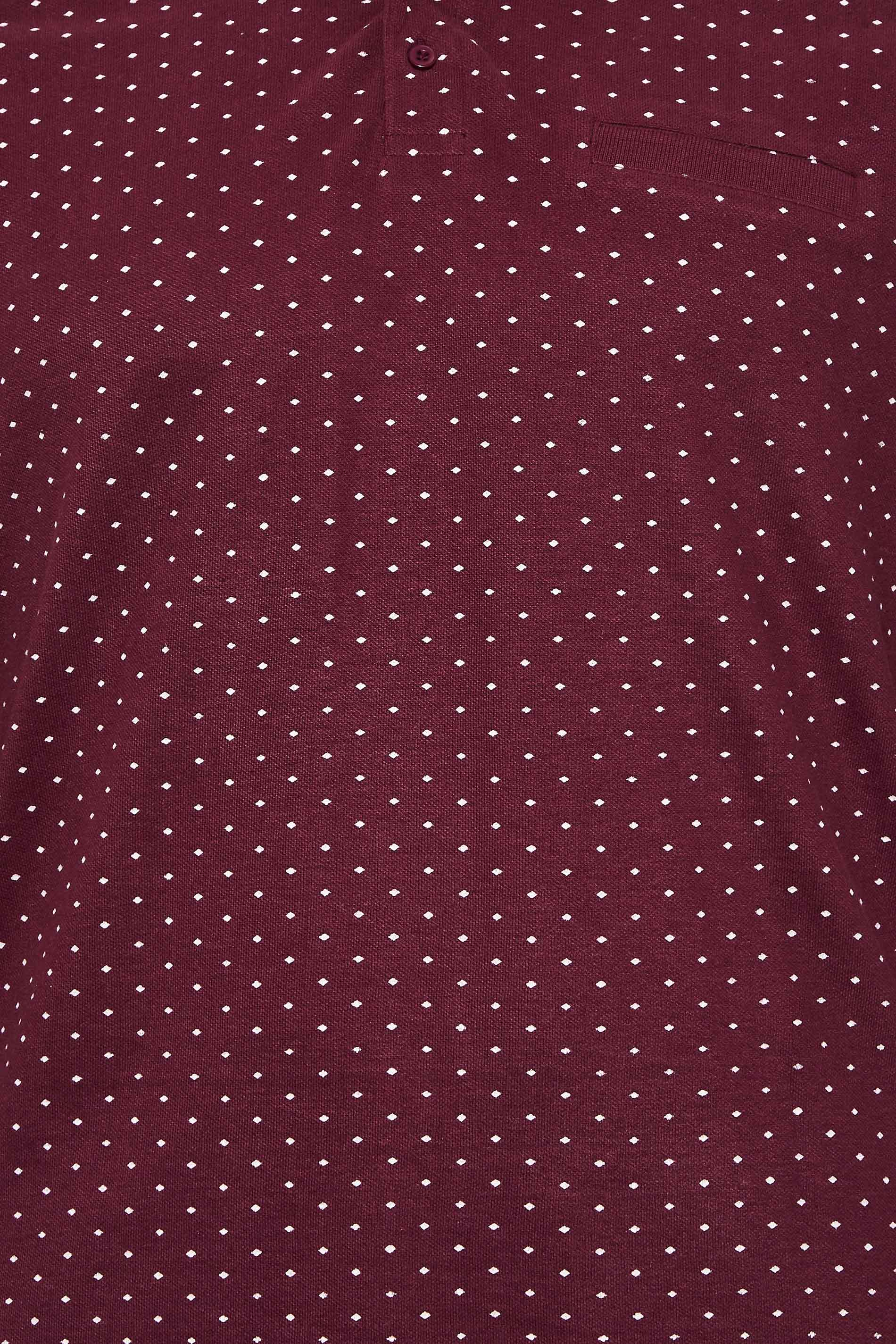 BadRhino Big & Tall Burgundy Red Dobby Print Polo Shirt | BadRhino 2