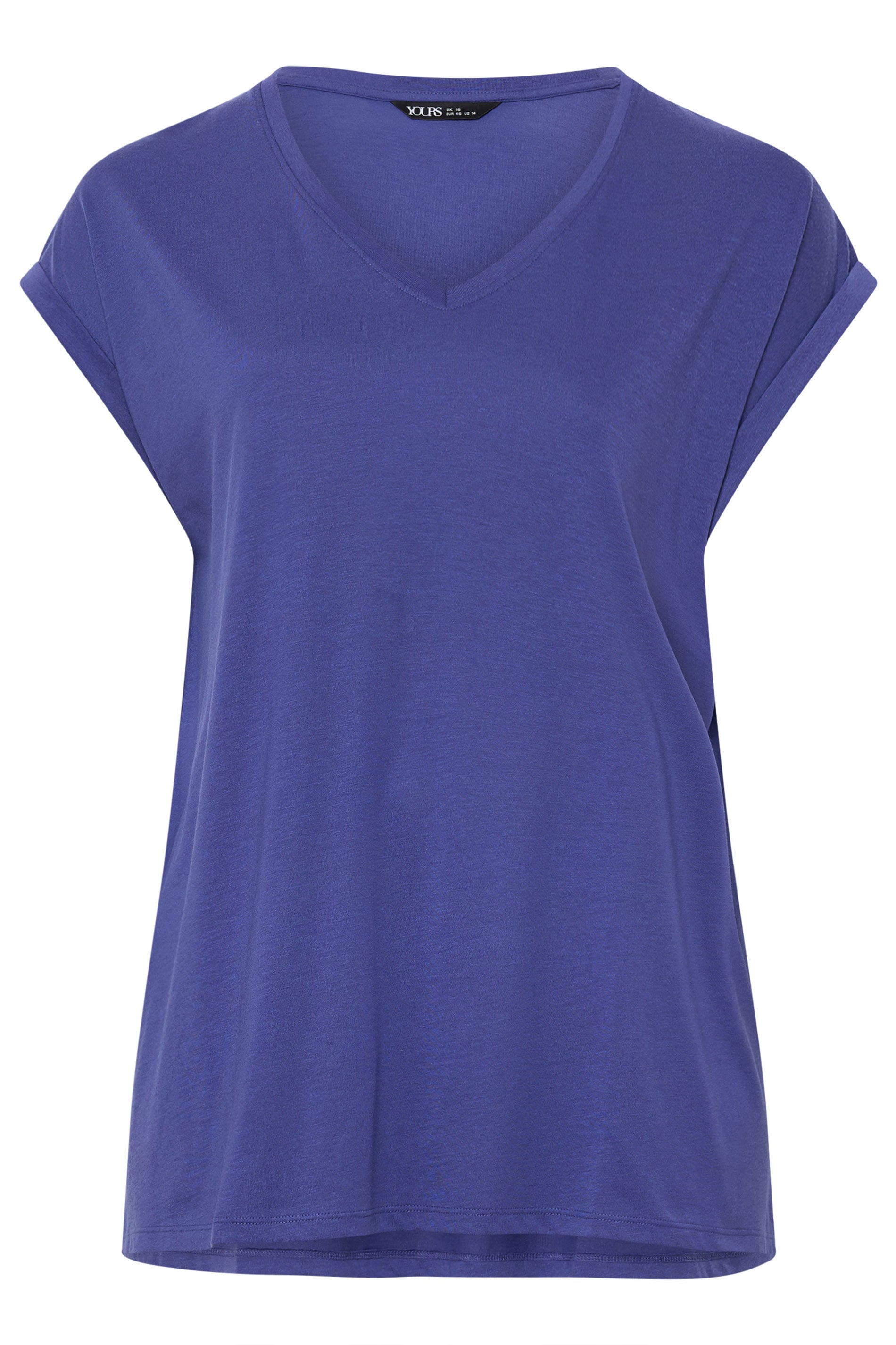 YOURS Plus Size  Purple V-Neck Basic T-Shirt | Yours Clothing 5