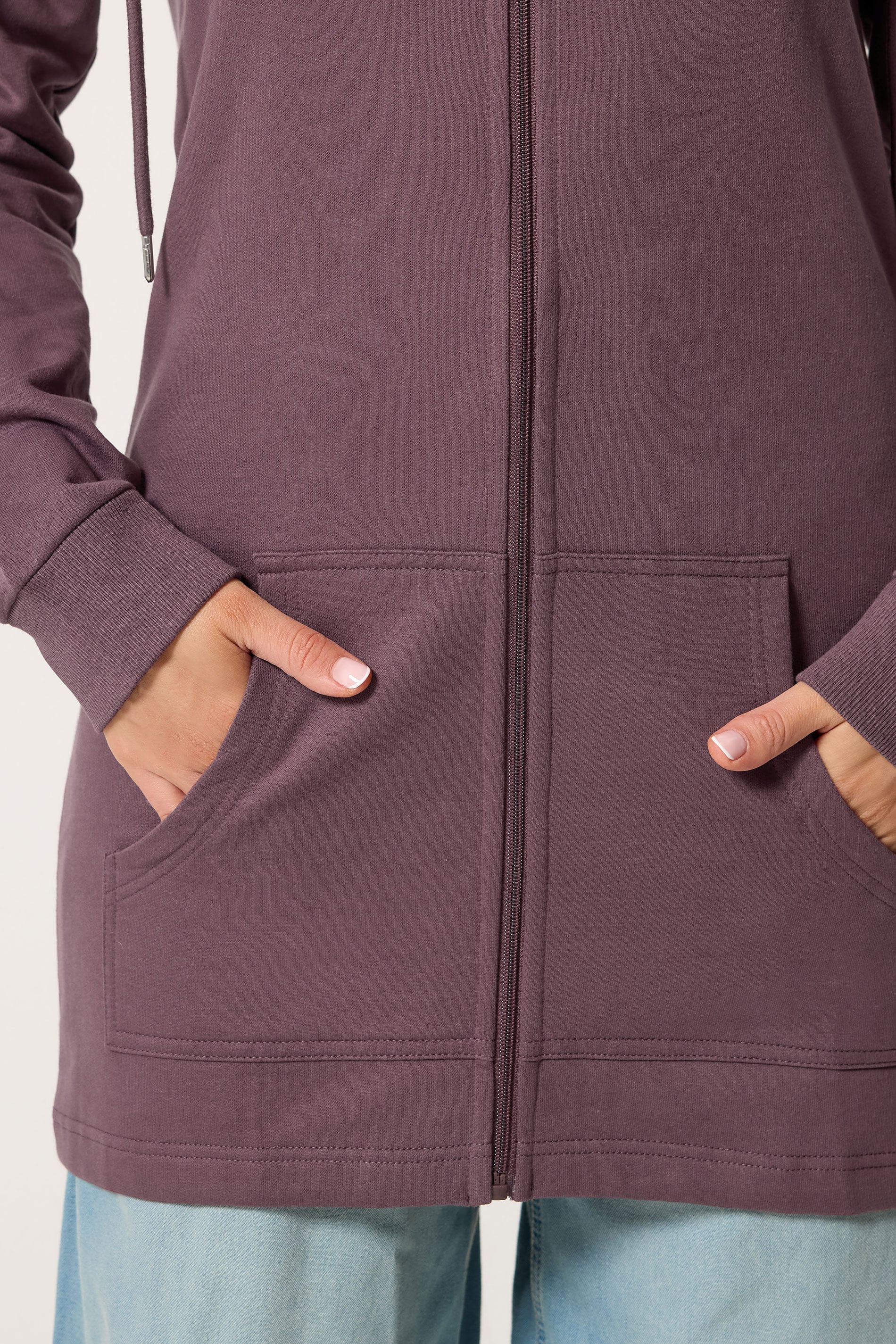 LTS Tall Women's Burgundy Red Cotton Longline Zip Hoodie | Long Tall Sally 4