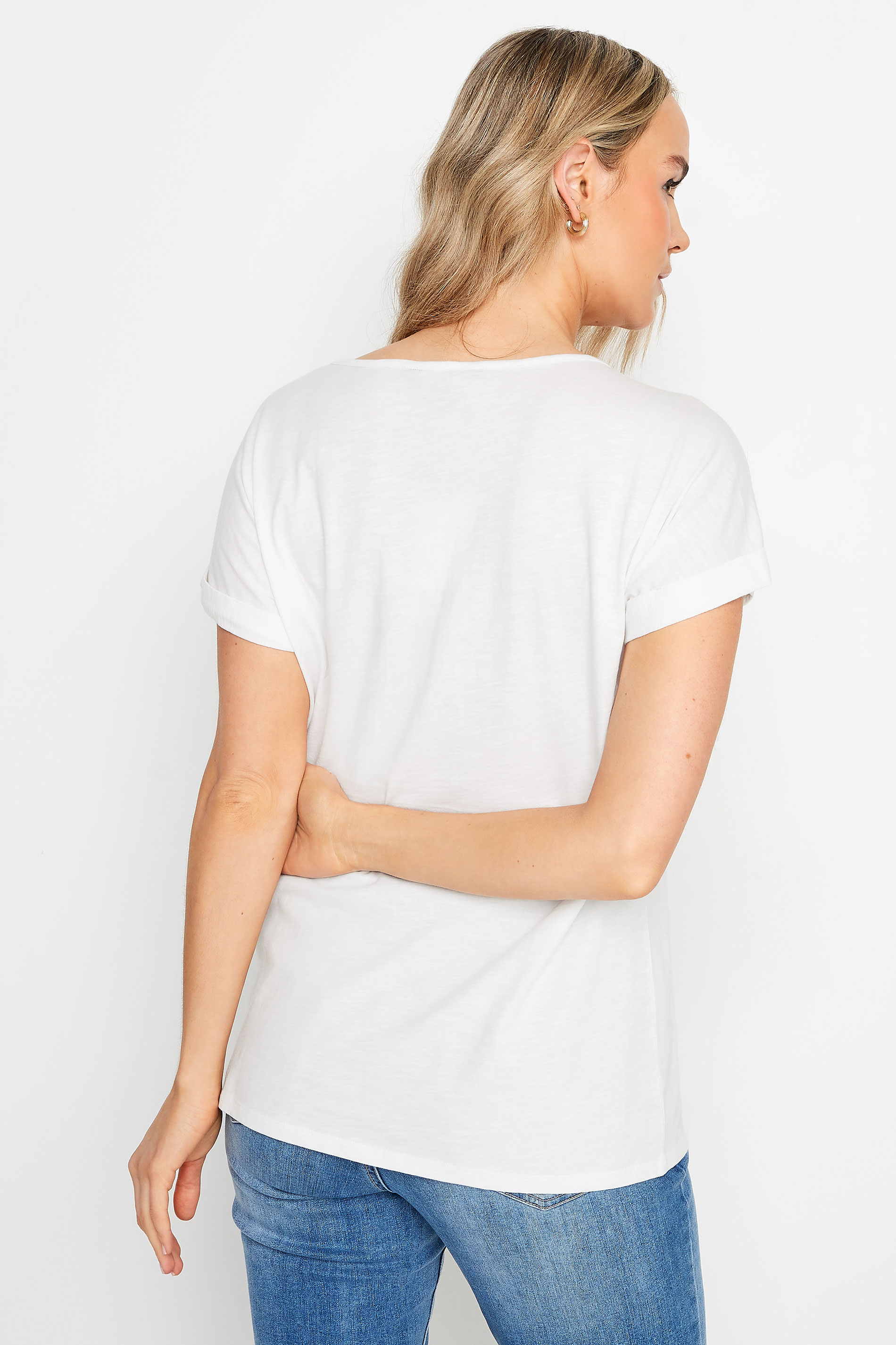 LTS Tall Women's Ivory White Cotton Henley T-Shirt | Long Tall Sally 3