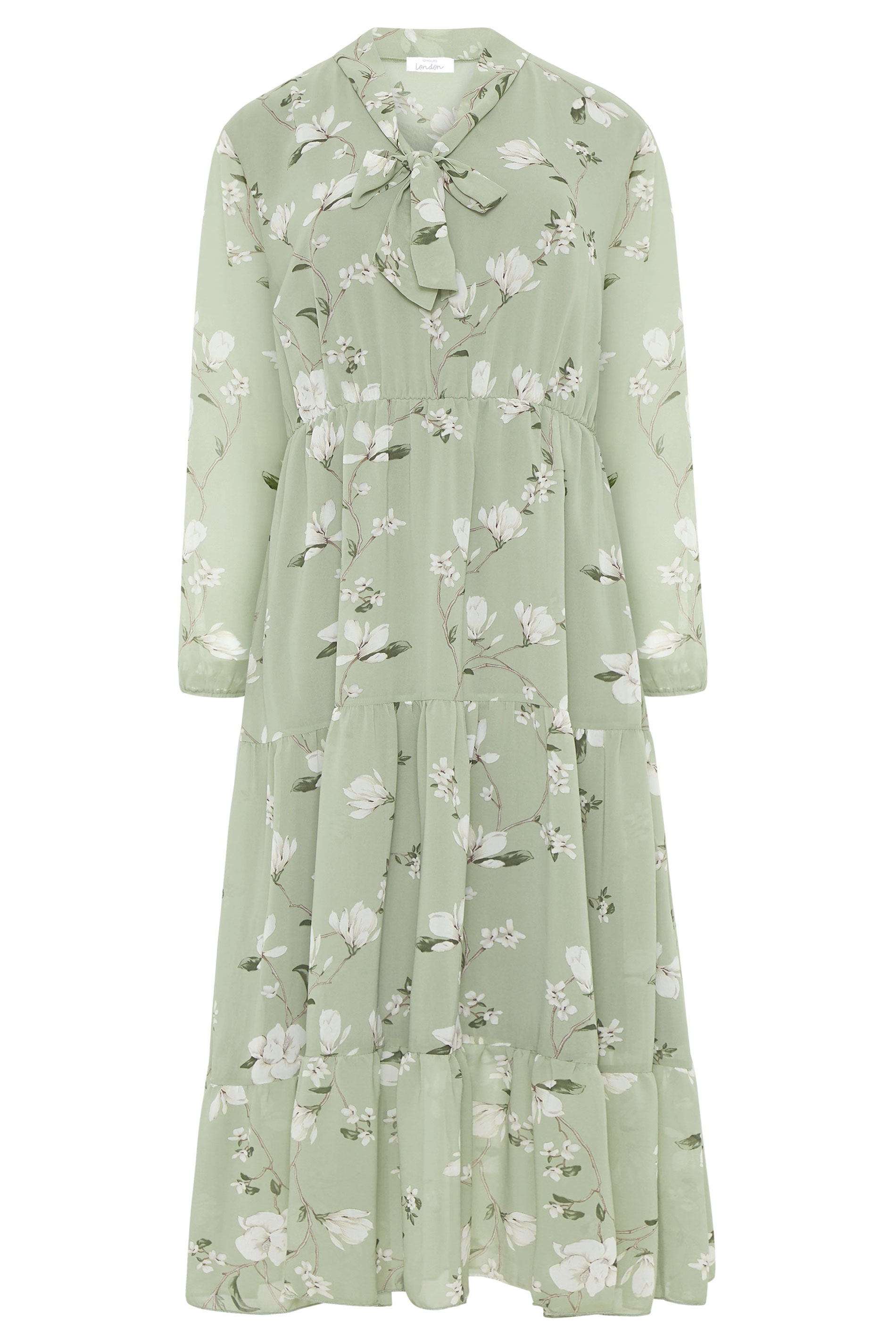 YOURS LONDON Sage Green Floral Bow 