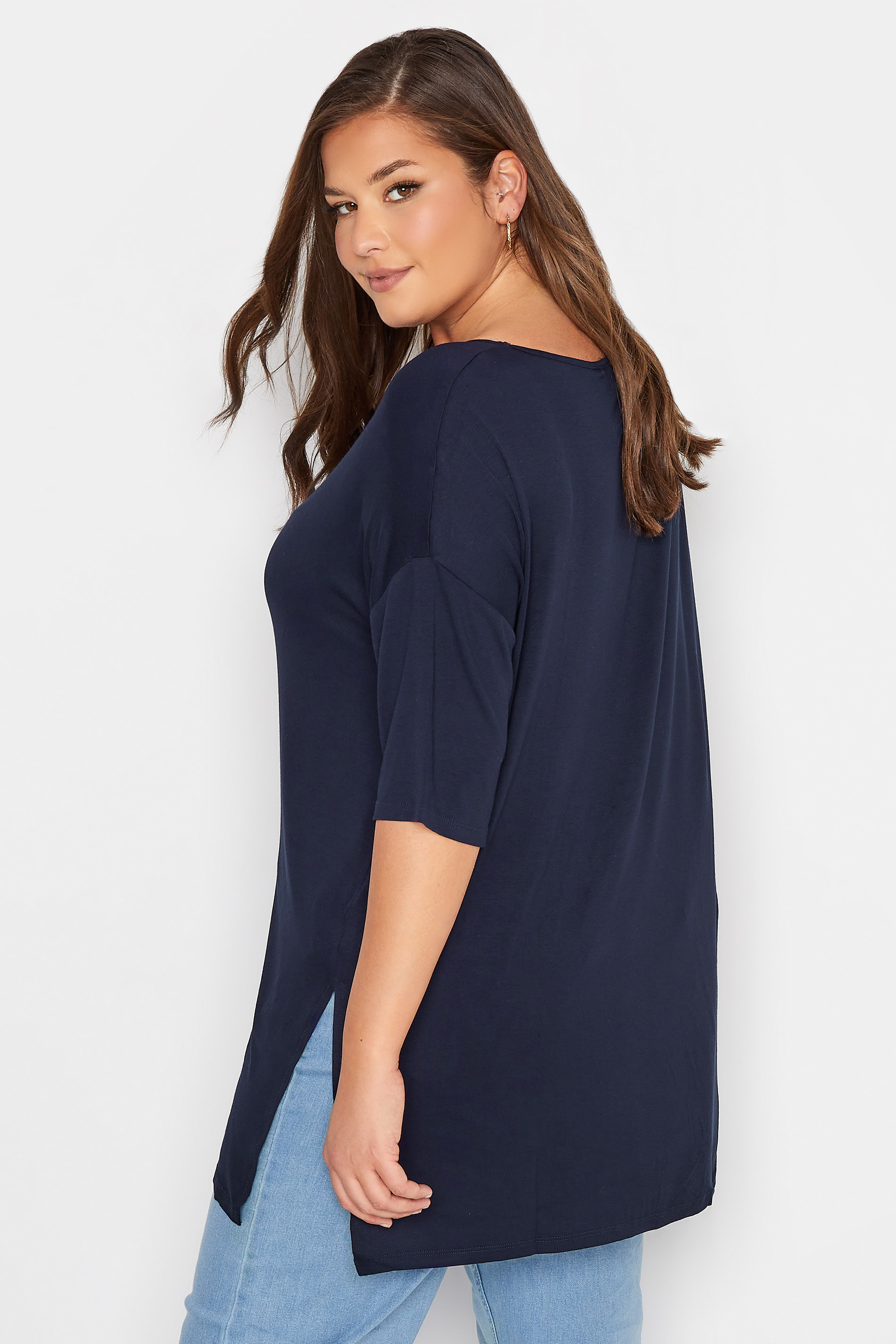 Plus Size Navy Blue Oversized T-Shirt | Yours Clothing