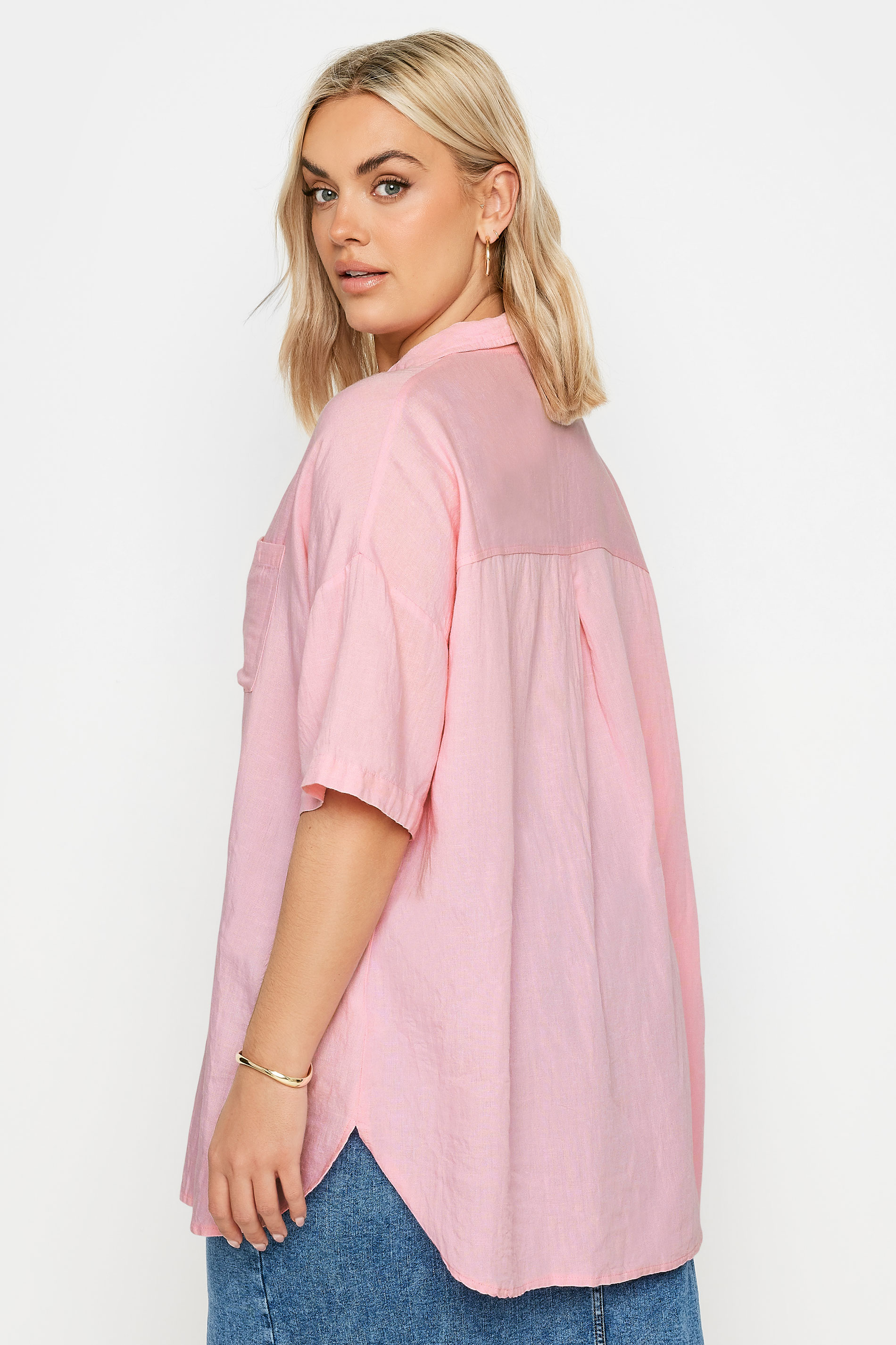 YOURS Plus Size Pink Linen Shirt | Yours Clothing