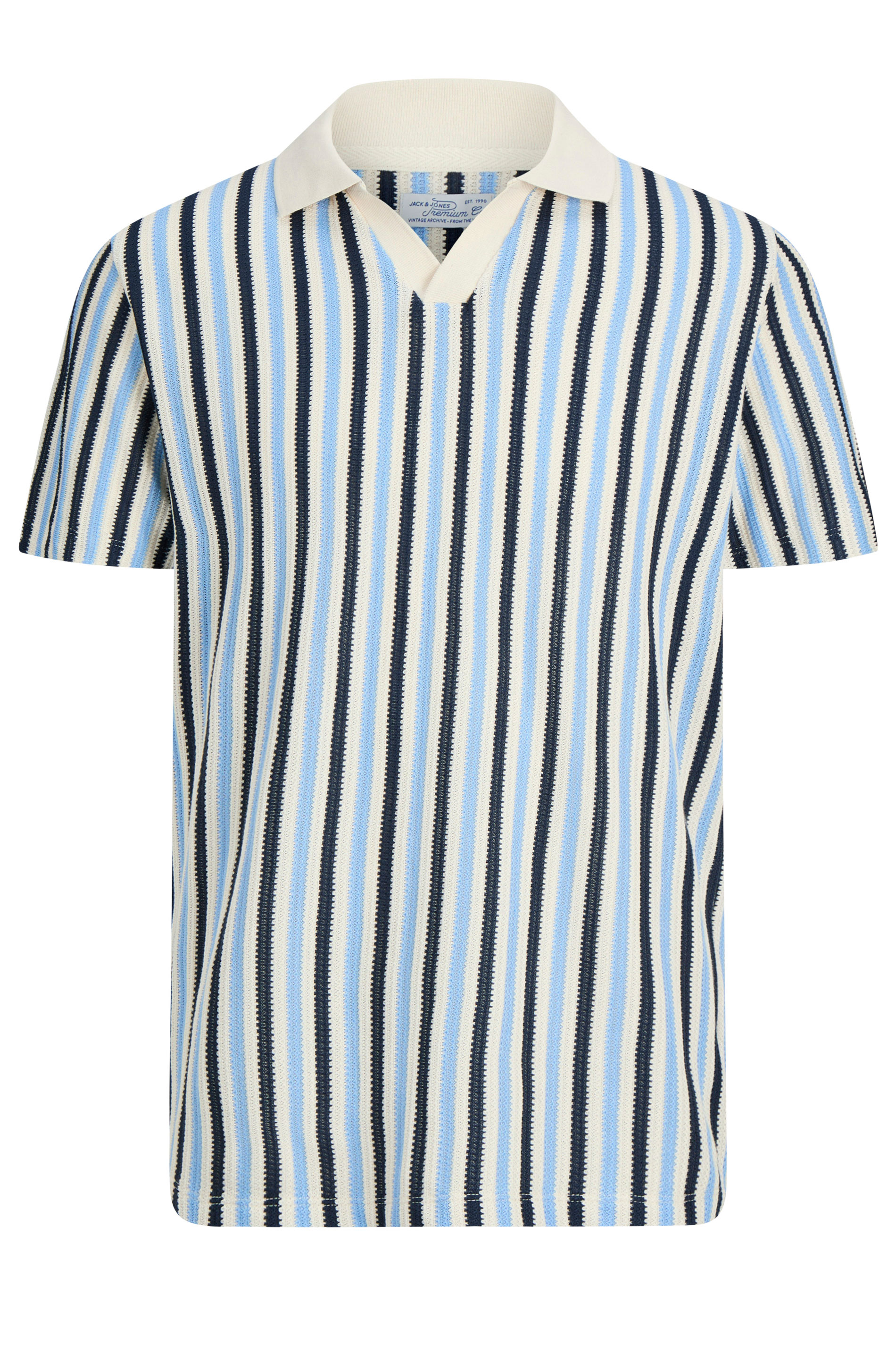 JACK & JONES Big & Tall Sea Pearl Blue Split Neck Polo Shirt | BadRhino 1
