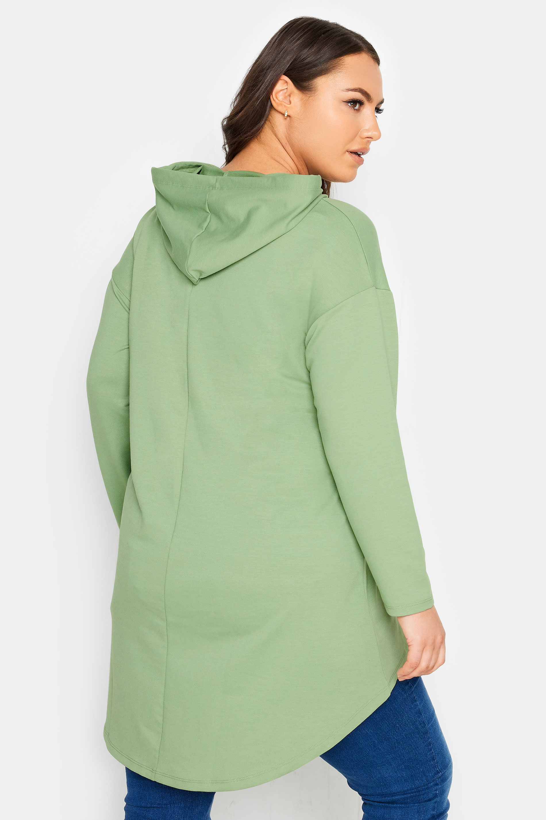 YOURS Curve Green 'California' Slogan Longline Hoodie | Yours Clothing 3