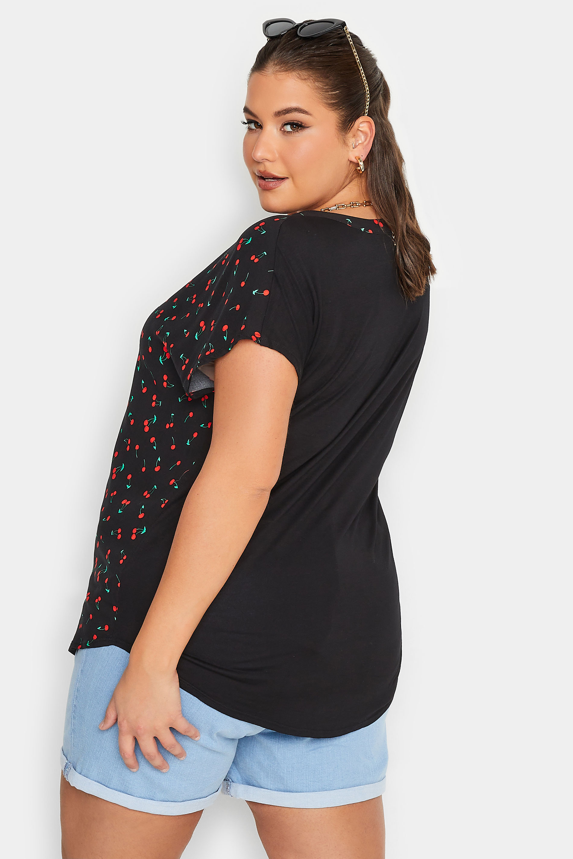 YOURS Curve Plus Size Black Cherry Print Blouse | Yours Clothing  3